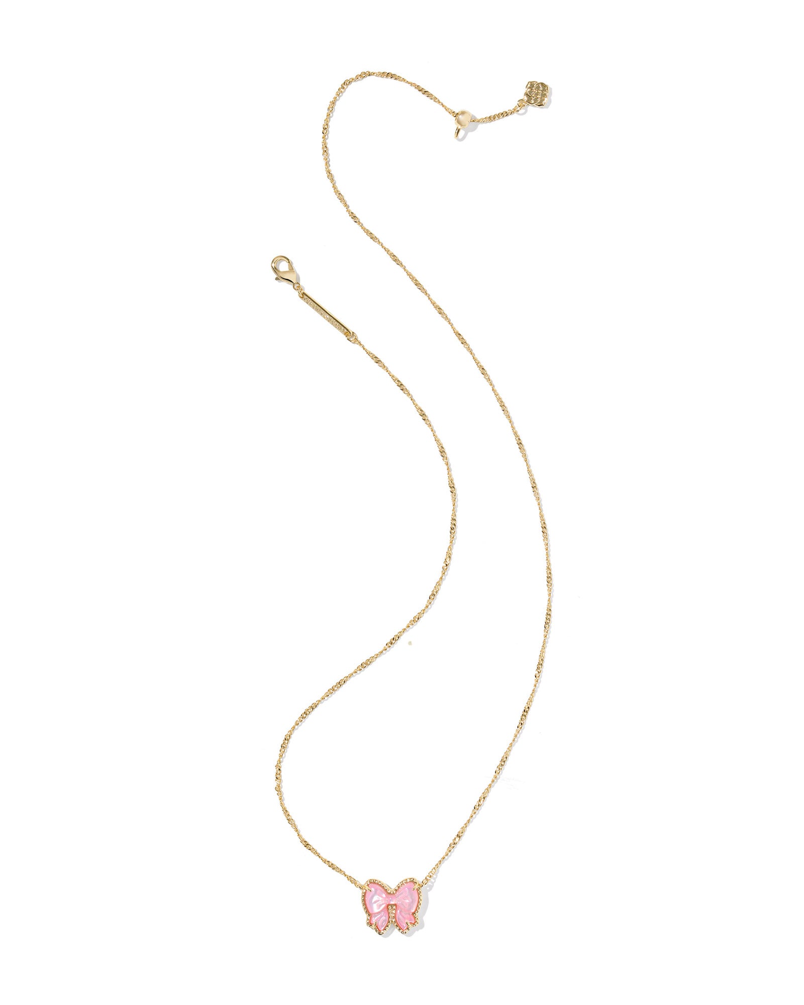 Haley Bow Short Pendant Necklace Gold Blush Mother of Pearl