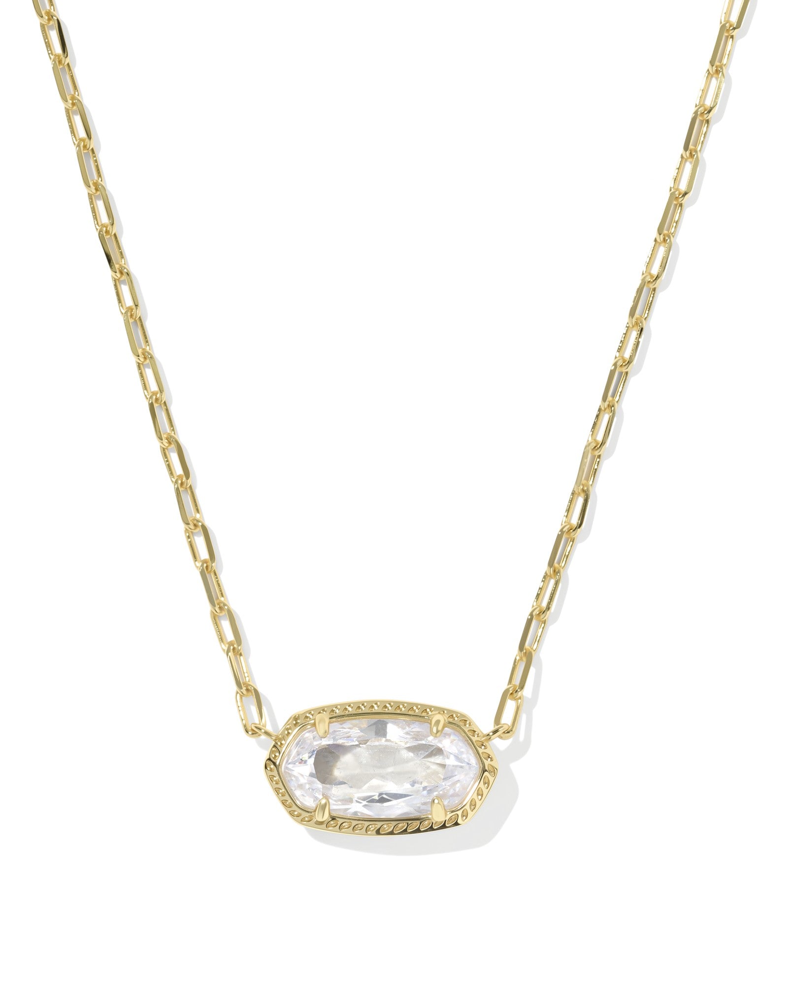 Elisa luxe short pendant necklace gold white crystal