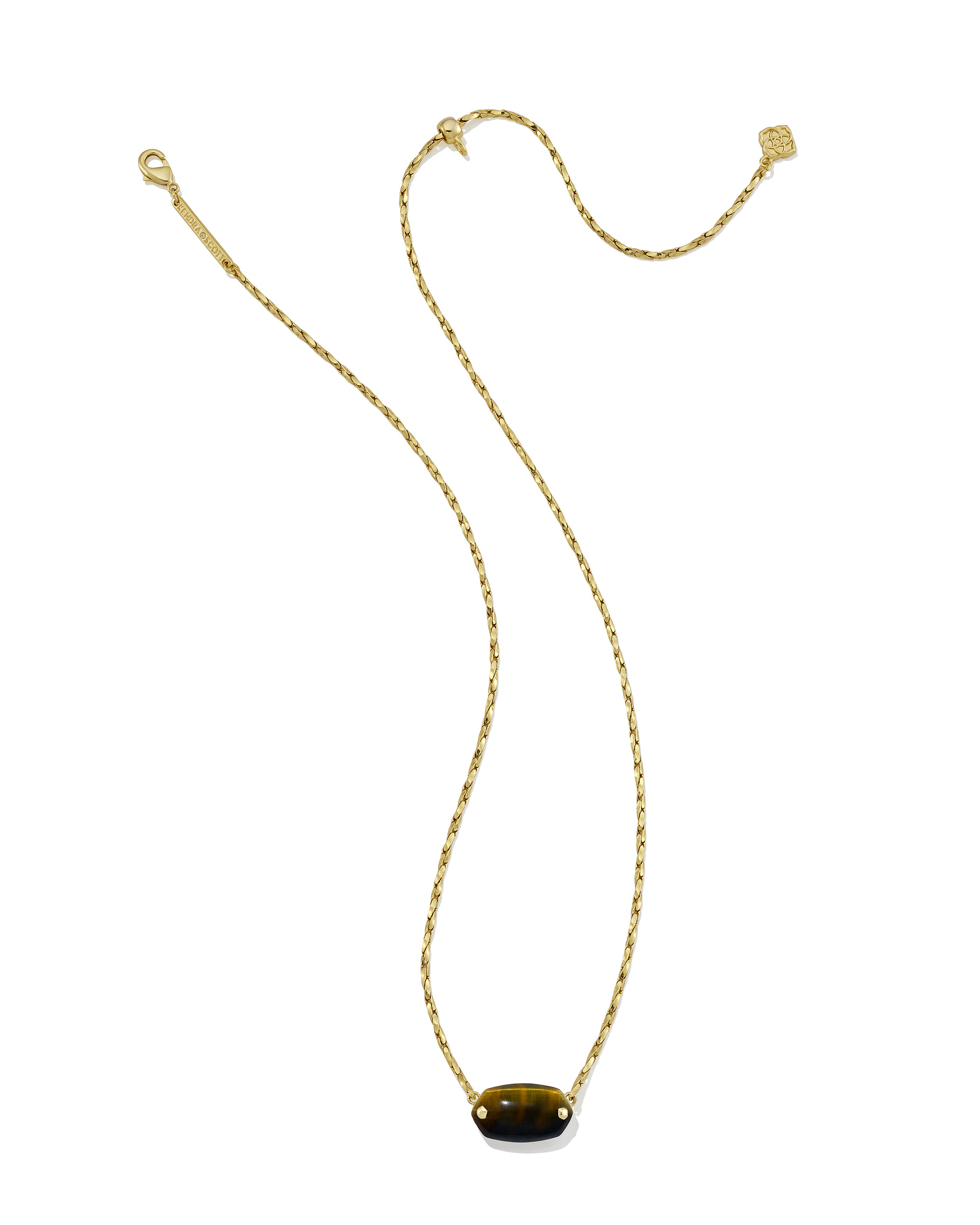 Elisa Riveted Pendant Necklace Gold Dark Brown Hawks Eye