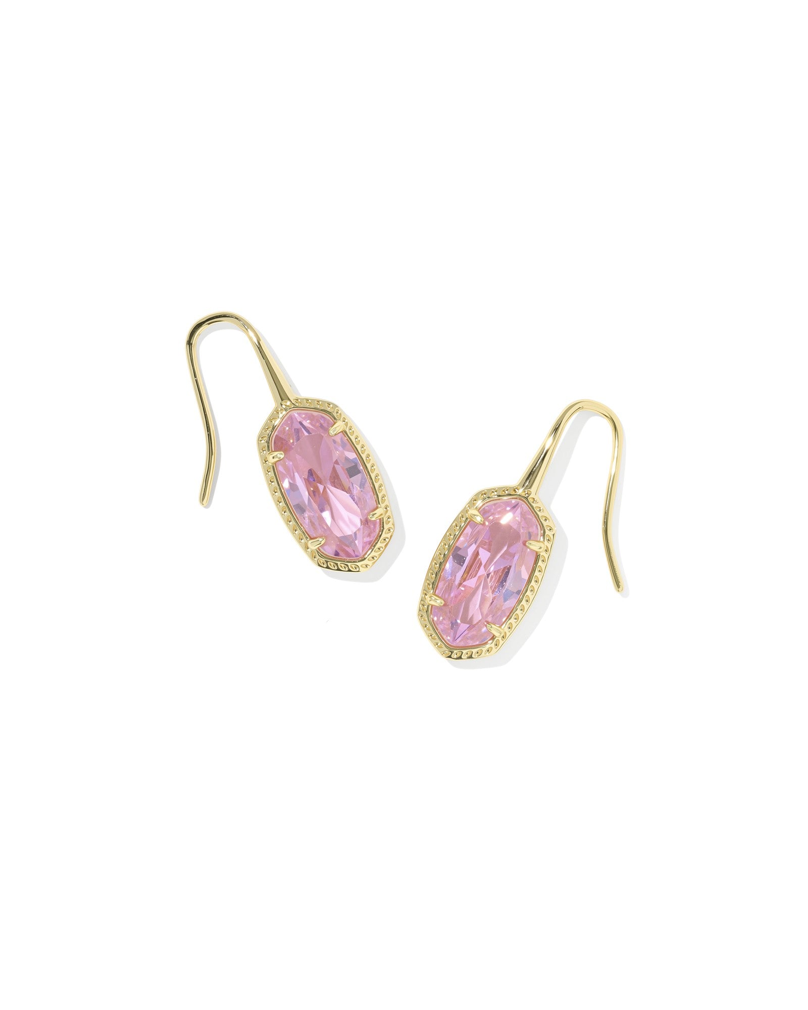 Lee luxe drop earrings gold light pink crystal