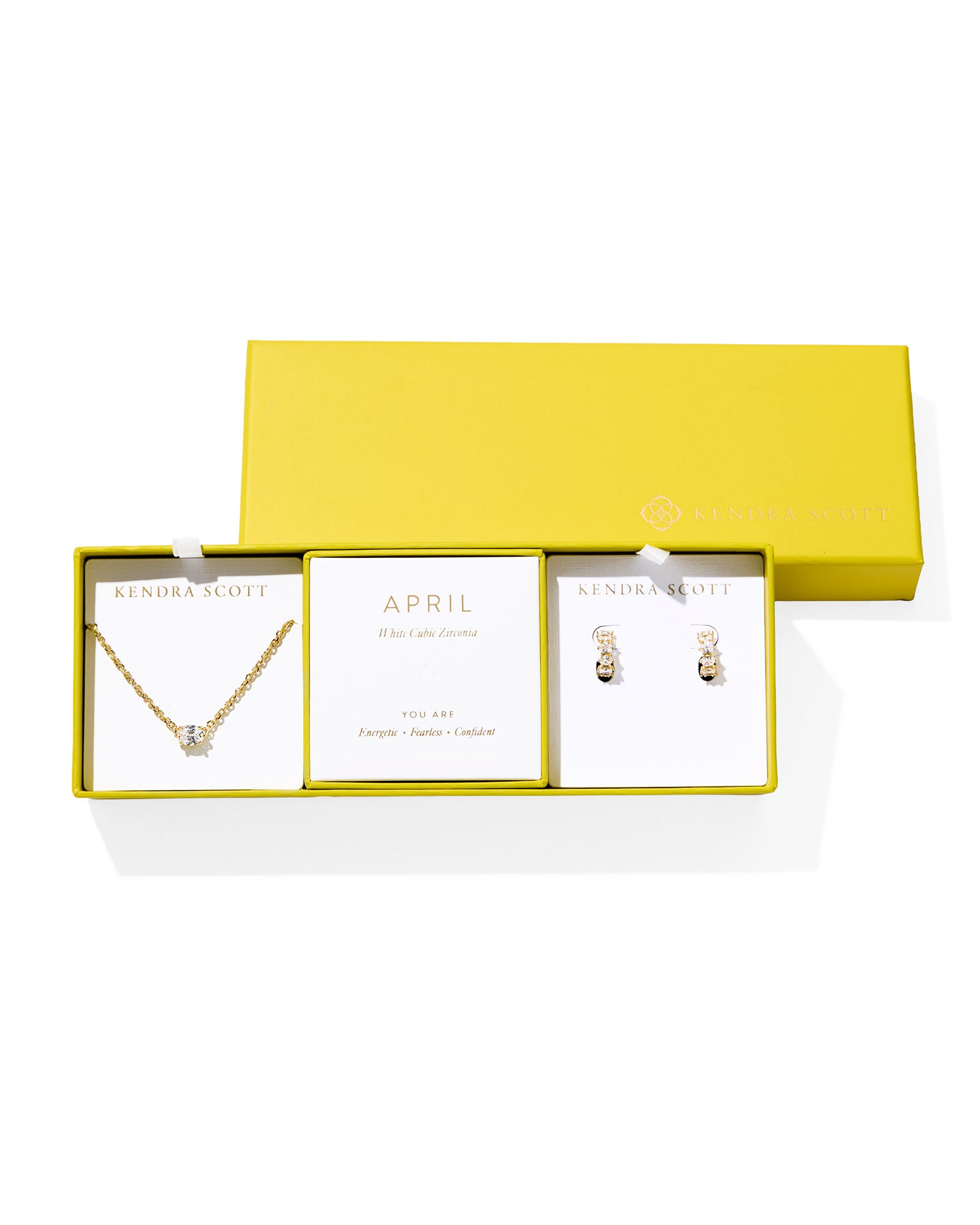 Cailin Birthstone Gift Set in Gold Metal White Crystal