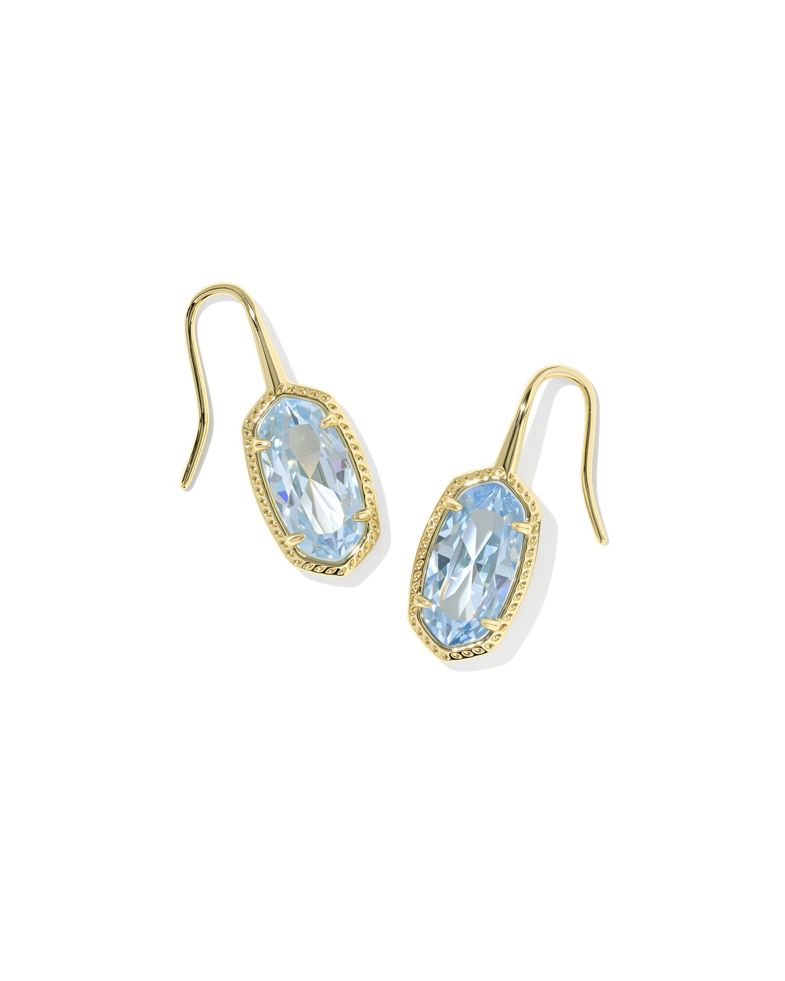 Lee luxe drop earrings gold light blue crystal