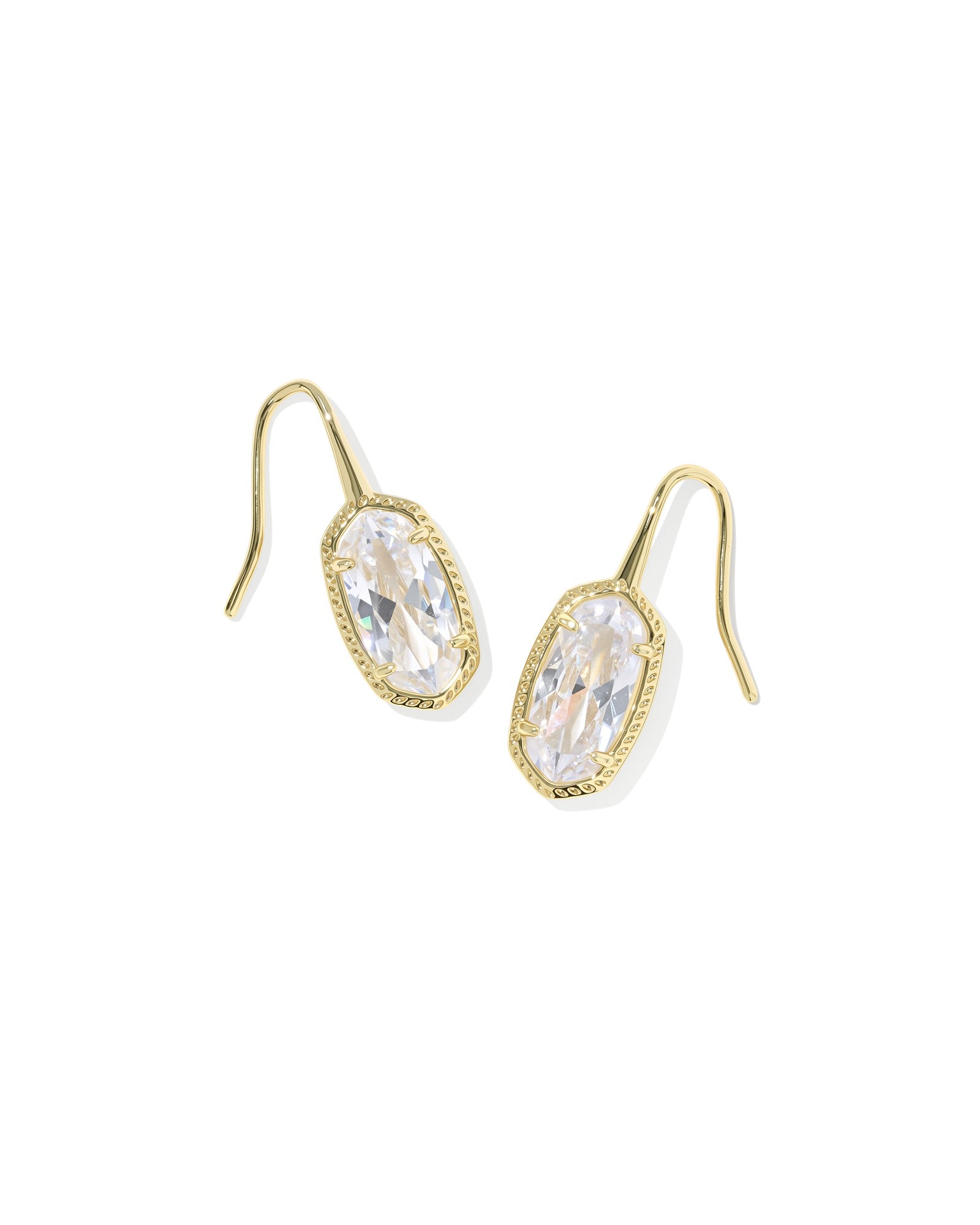Lee Luxe drop earrings gold white crystal