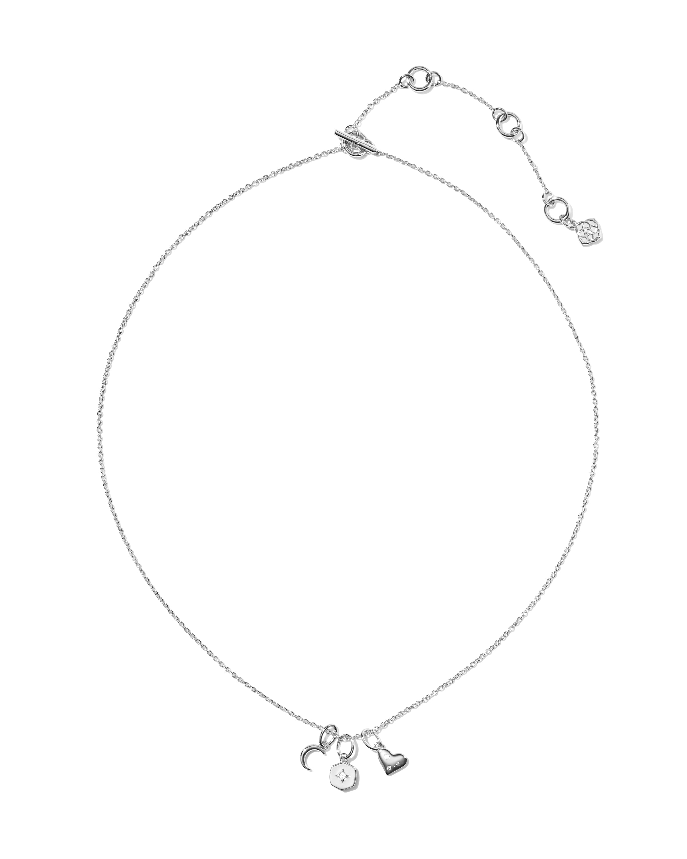 Arlene Charm Necklace in Rhodium