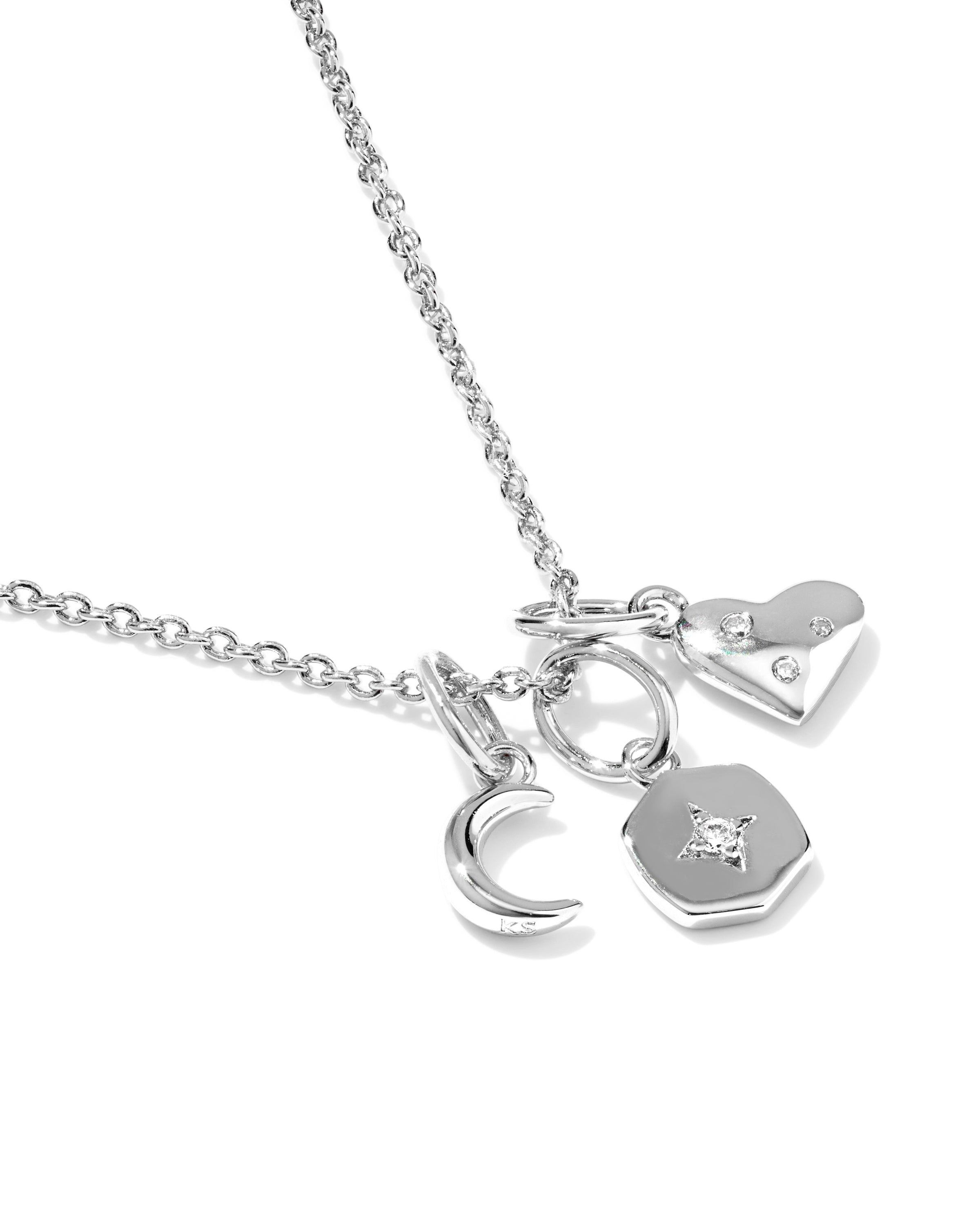 Arlene Charm Necklace in Rhodium
