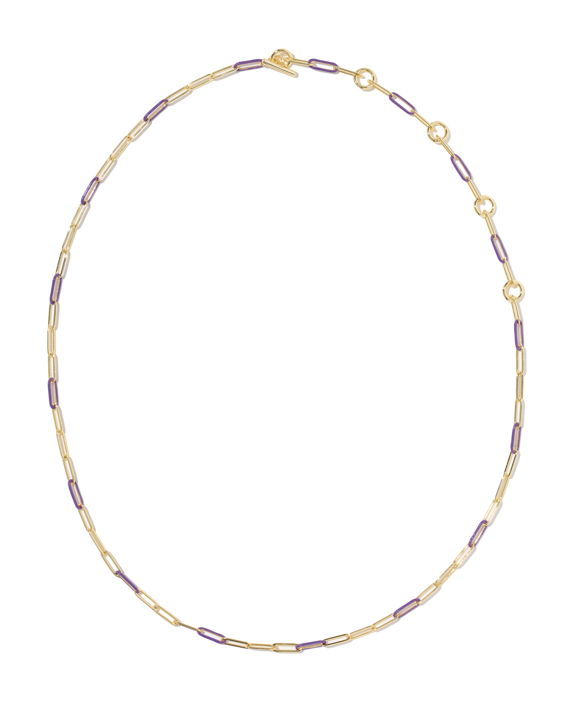 Courtney Enamel Link Necklace in Gold Purple Enamel