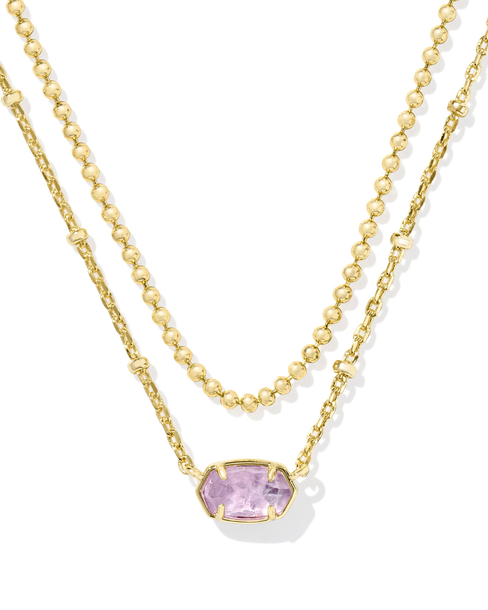 Emilie Multi Strand Necklace in Gold Purple Amethyst