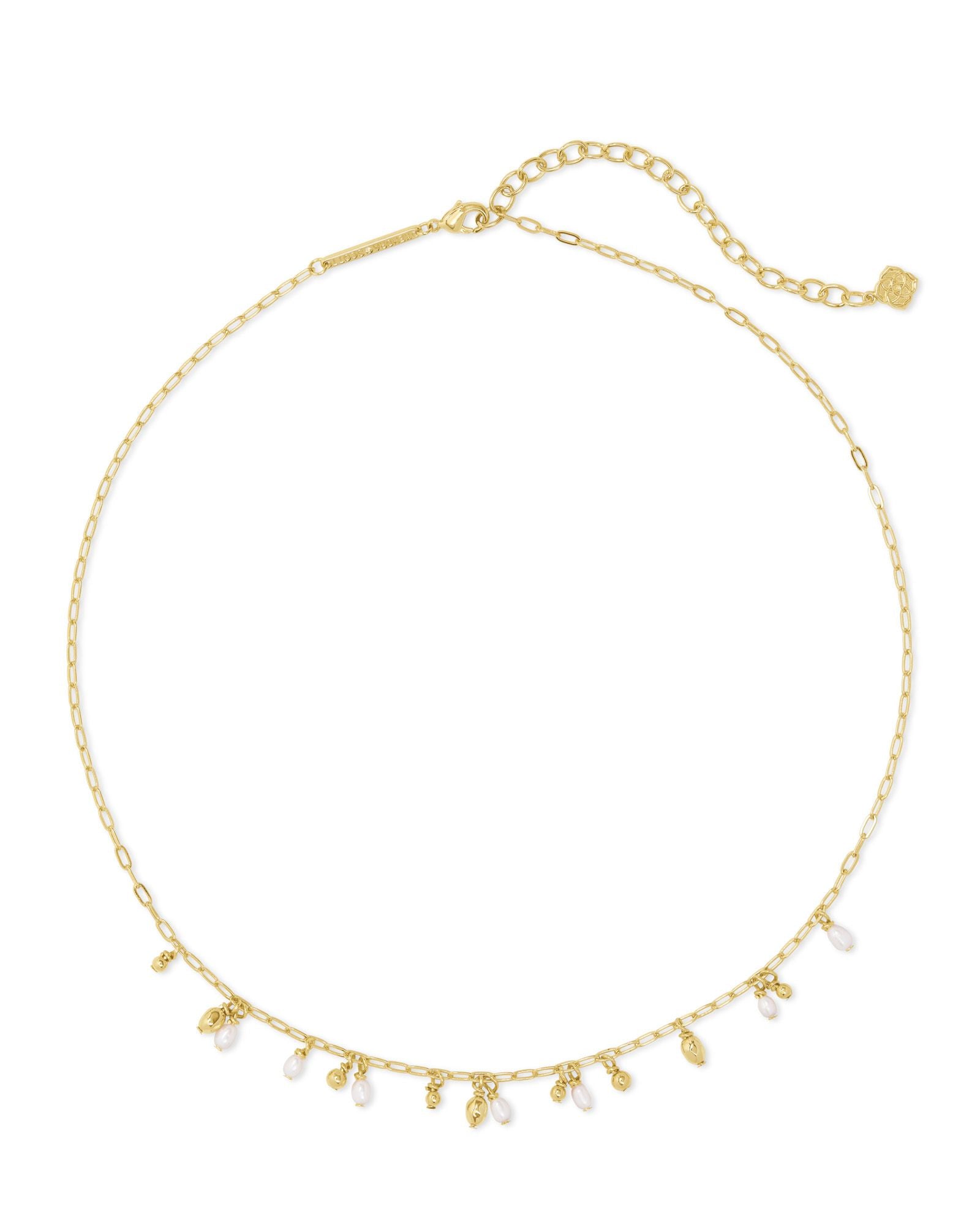 Mollie Choker Necklace in Gold White Pearl