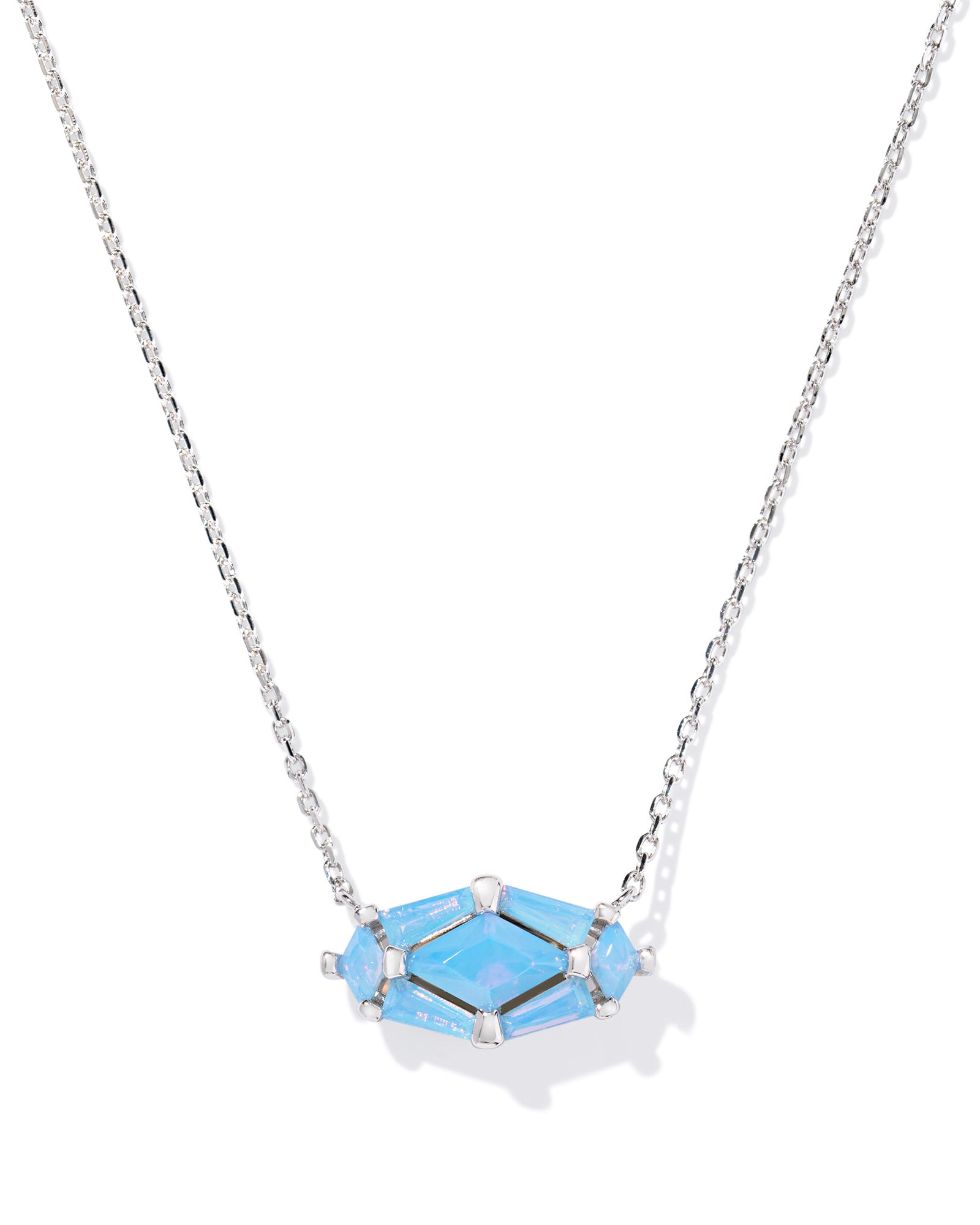 Lindy Rae Elisa Pendant Necklace in Silver Light Blue Opalite Crystal