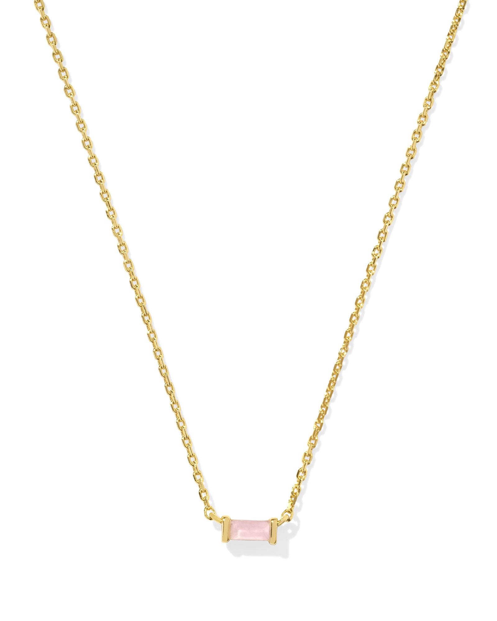 Juliette Pendant Necklace in Gold Rose Quartz