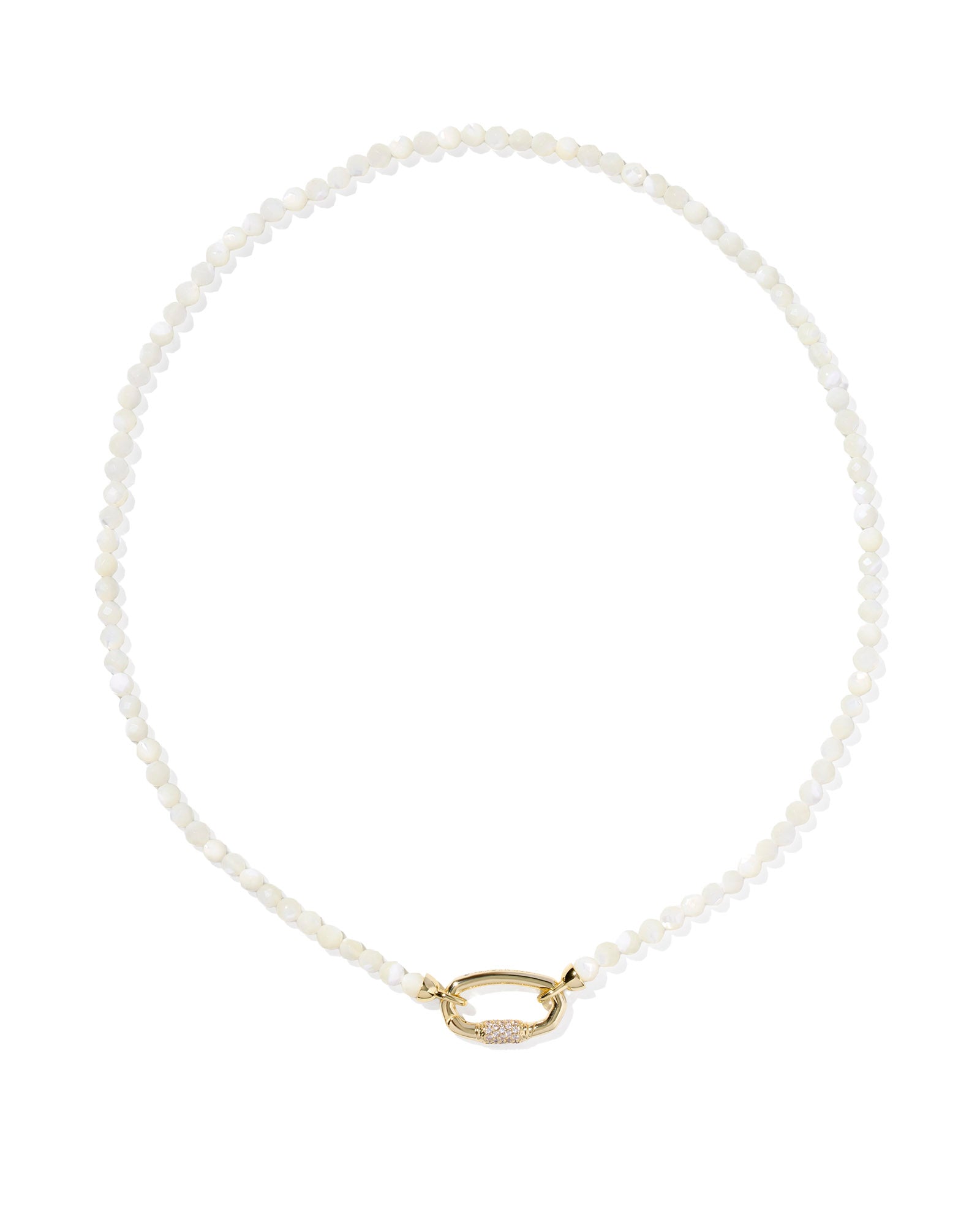 Emery Beaded Strand Necklace in Gold Ivory Mother of Pearl