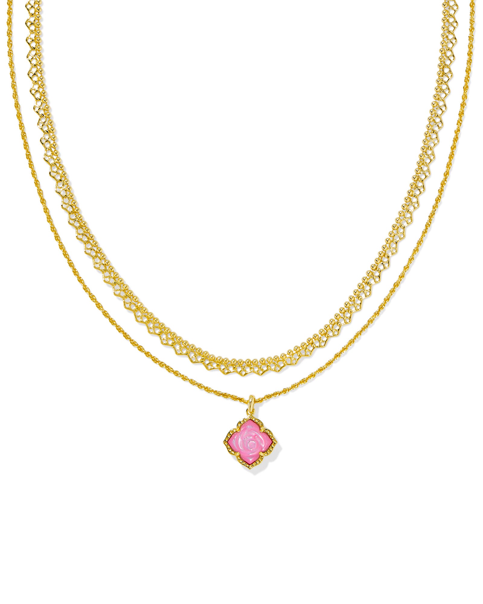 Mallory Rose Multi Strand Necklace in Gold Blush Ivory Mother of Pearl