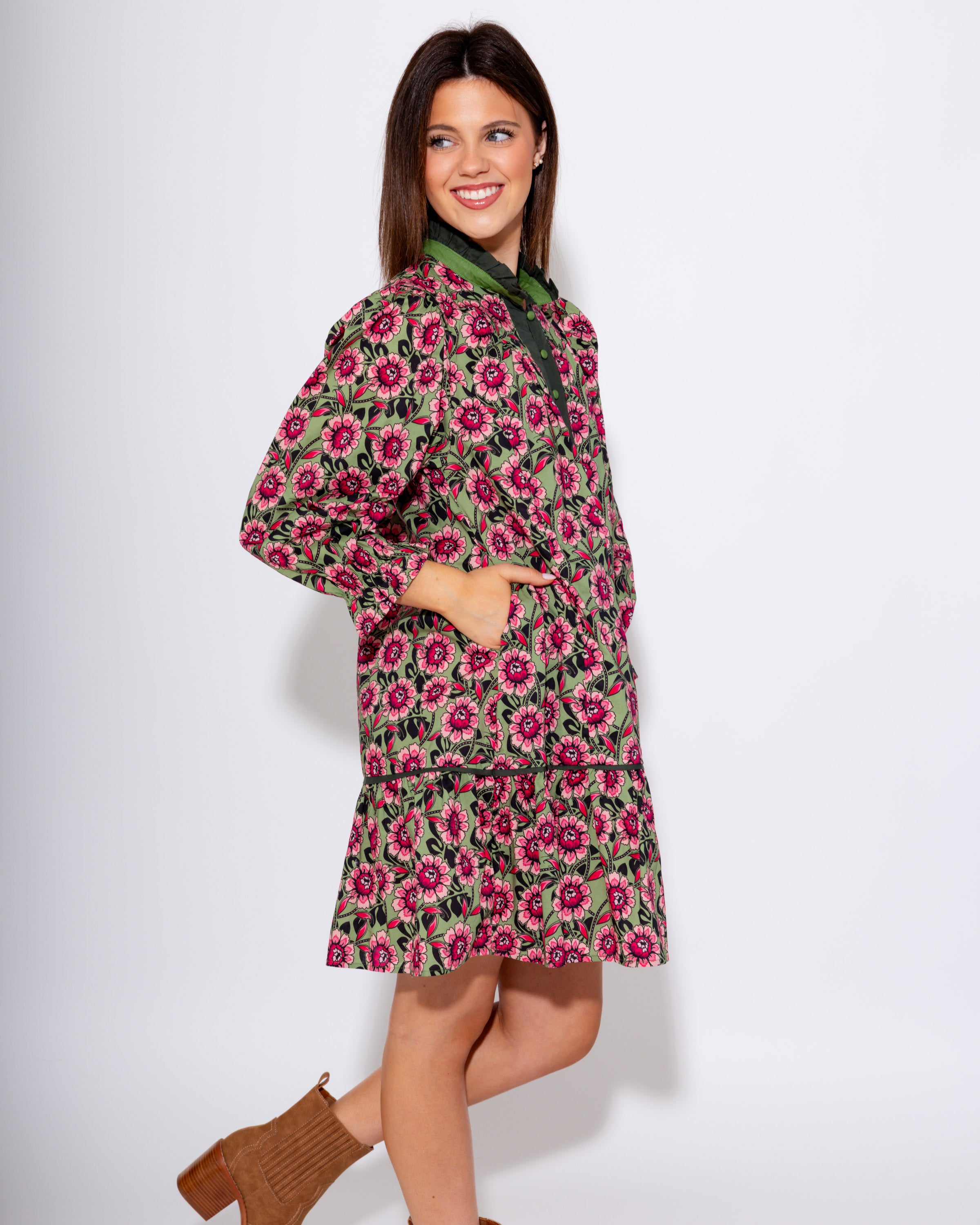 The Magenta Moment Puff Sleeve Dress