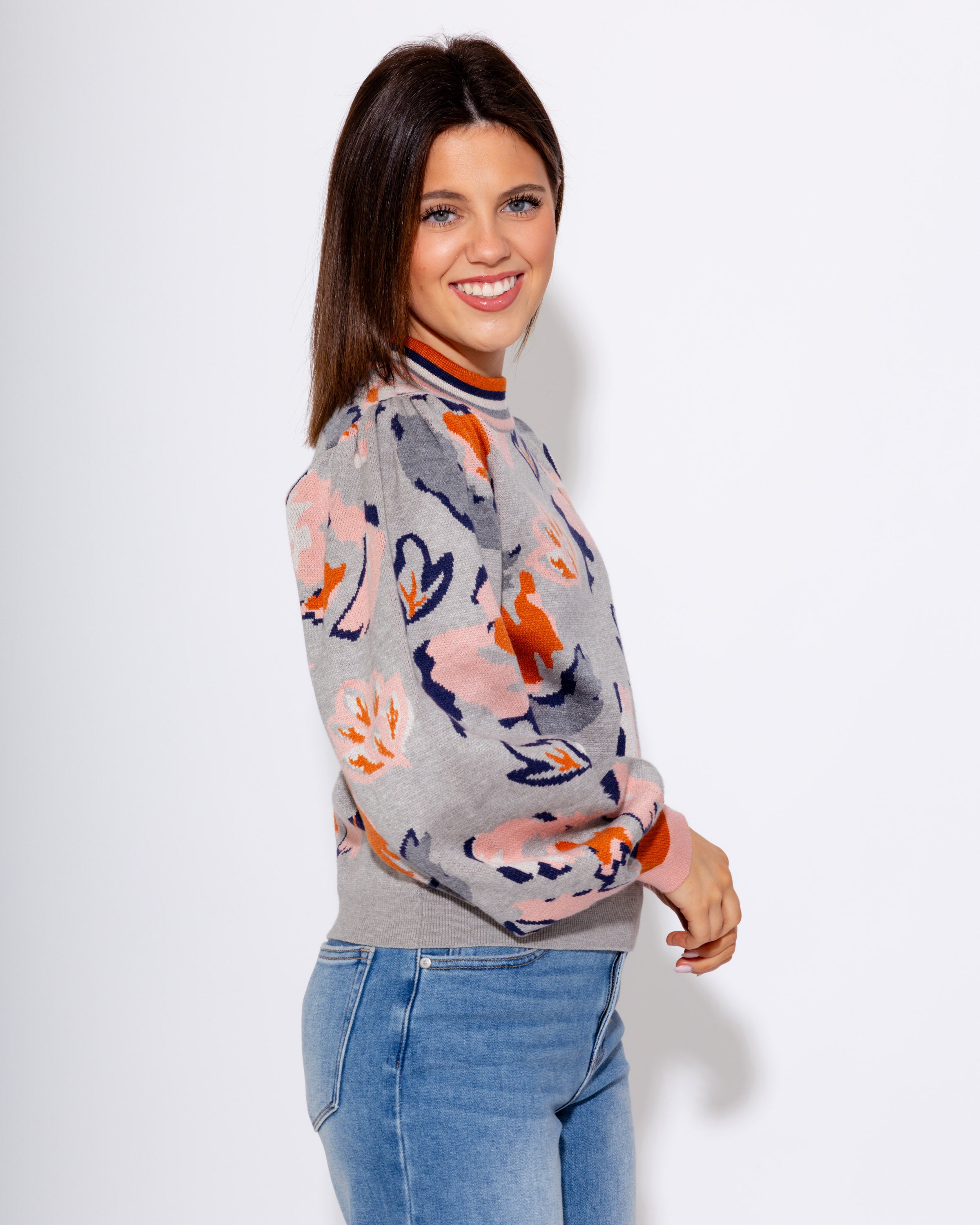 Abstract Floral Knit Sweater