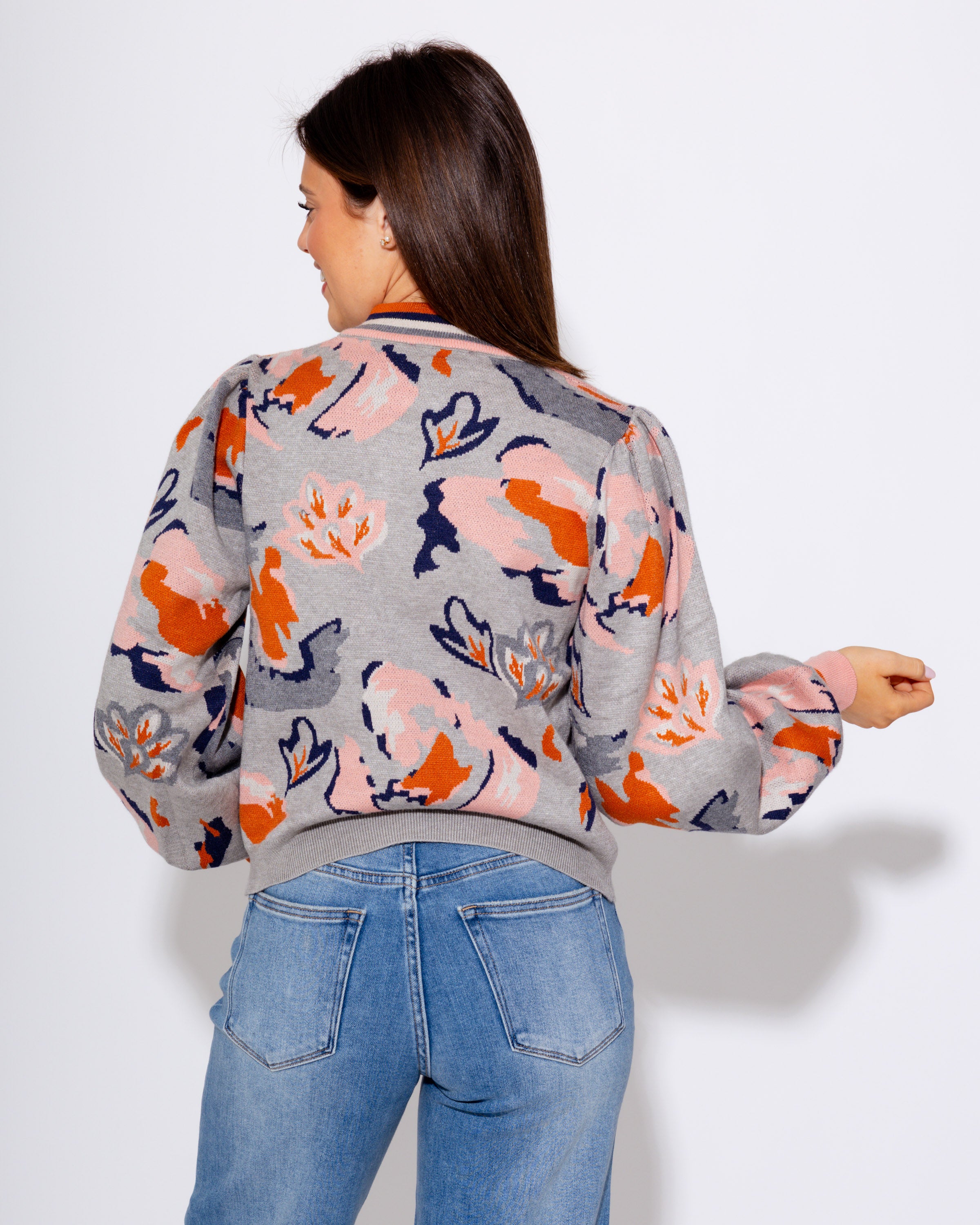 Abstract Floral Knit Sweater