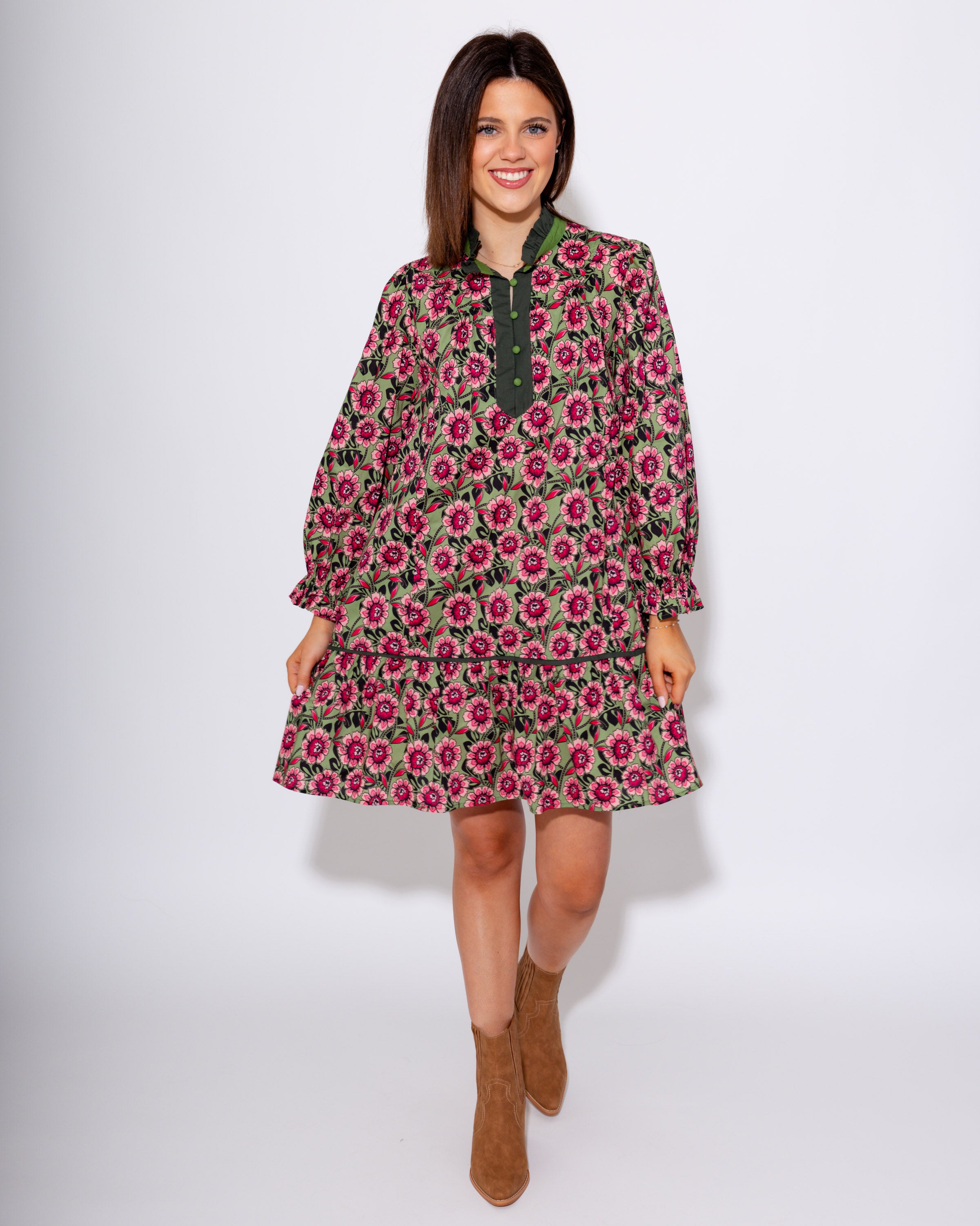 The Magenta Moment Puff Sleeve Dress