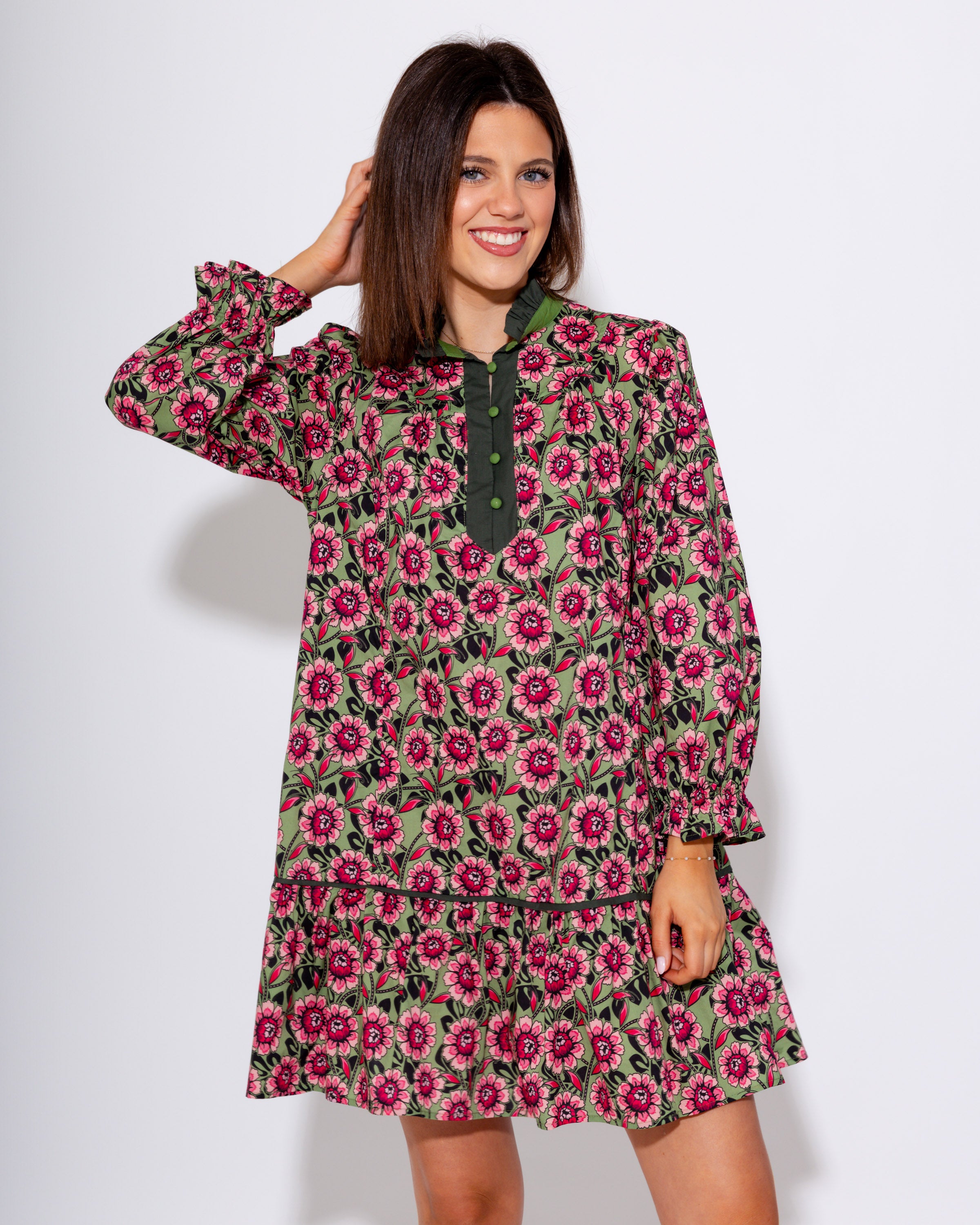 The Magenta Moment Puff Sleeve Dress