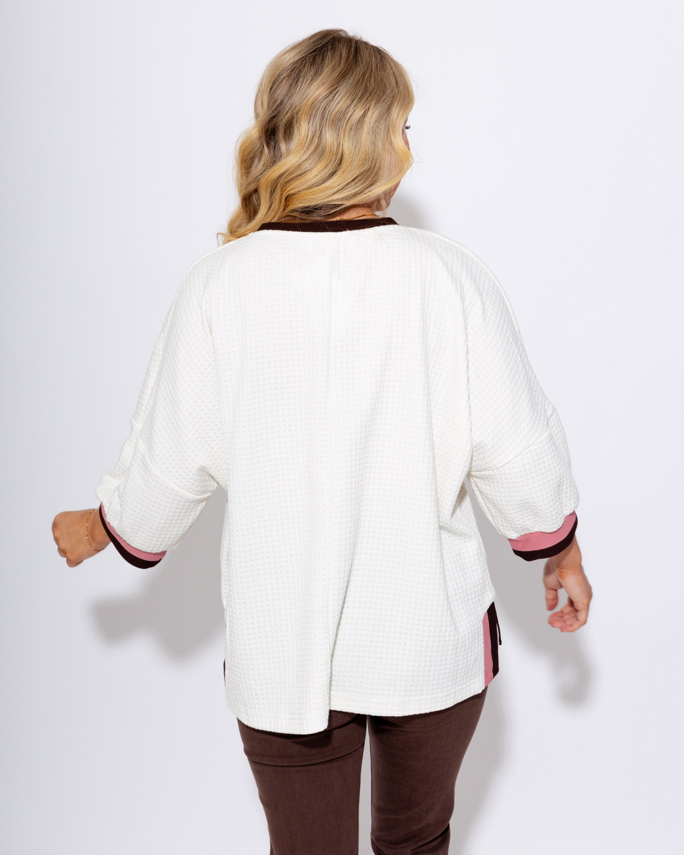 Waffle Knit Contrast Top