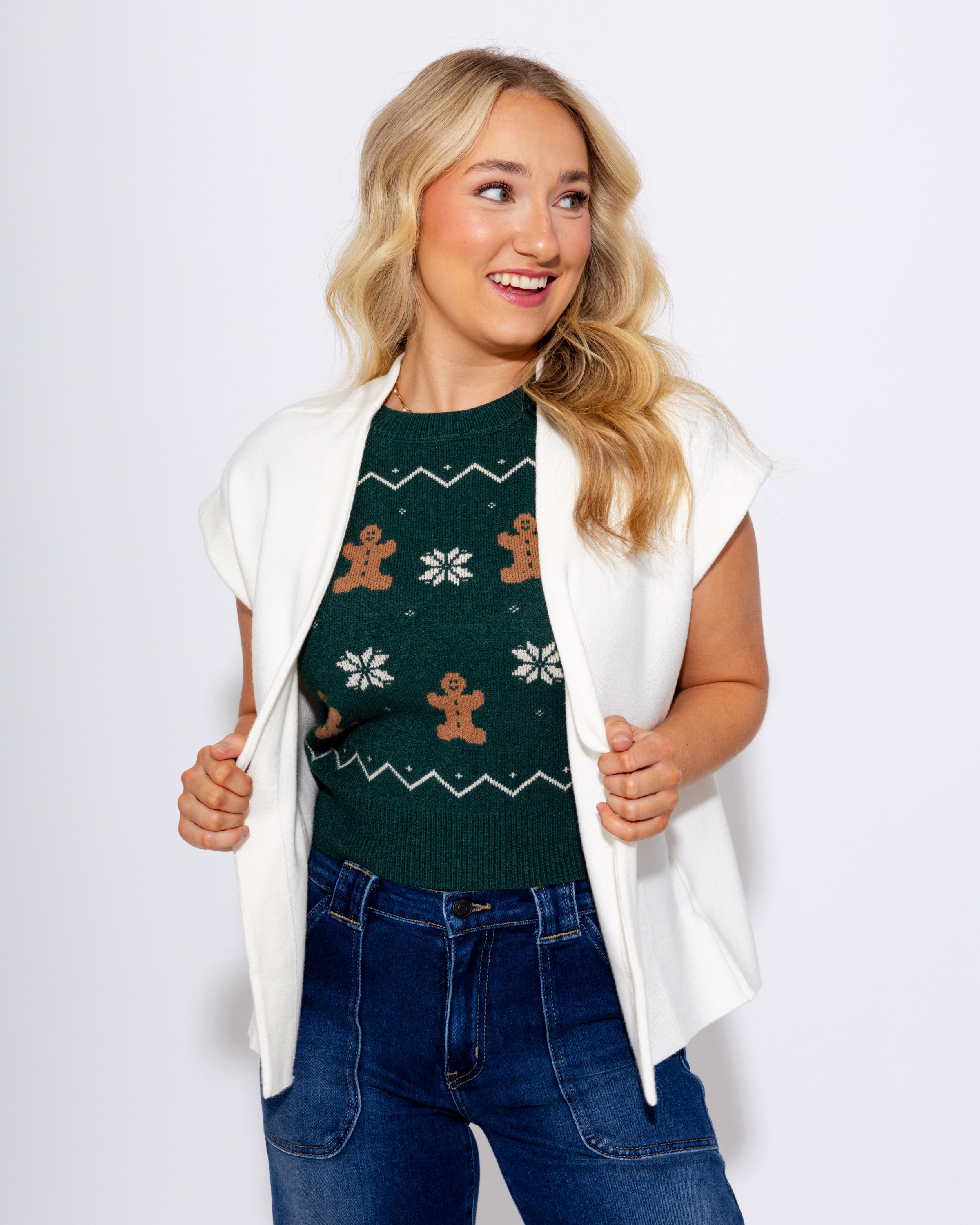 Sleeveless Ginger Bread Sweater Top