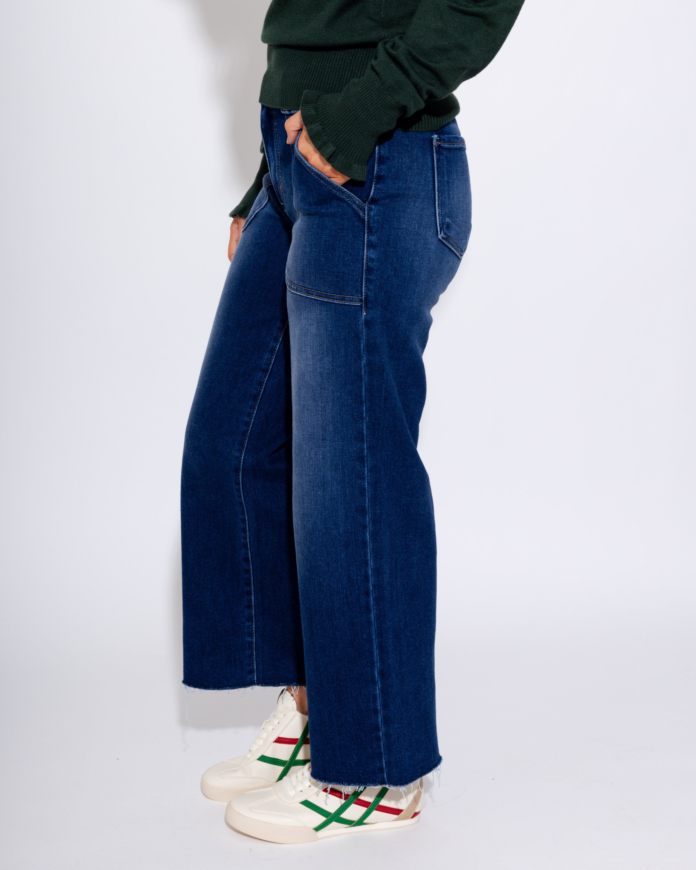 Petite Palazzo Jeans in Dark