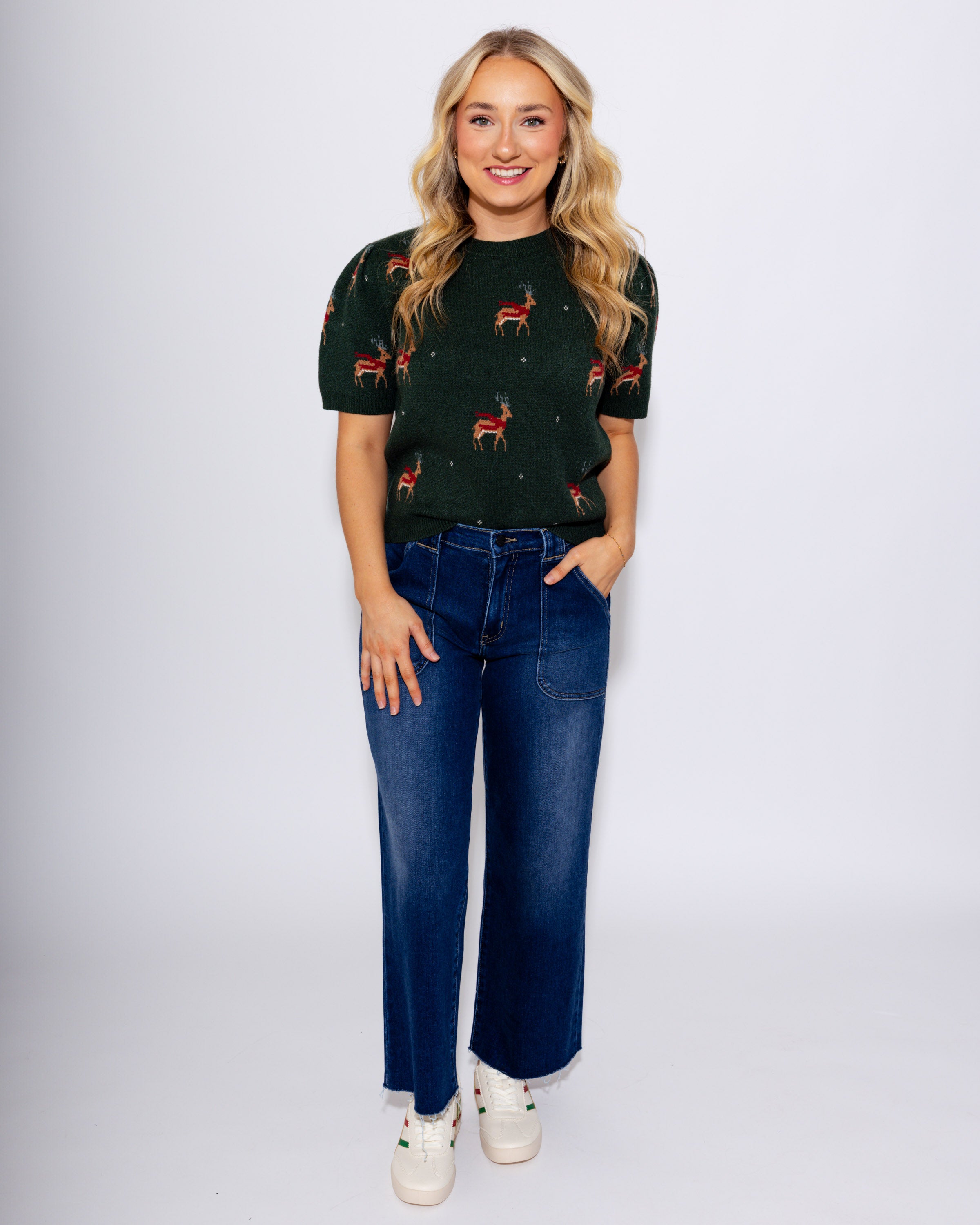 Puff Sleeve Reindeer Top