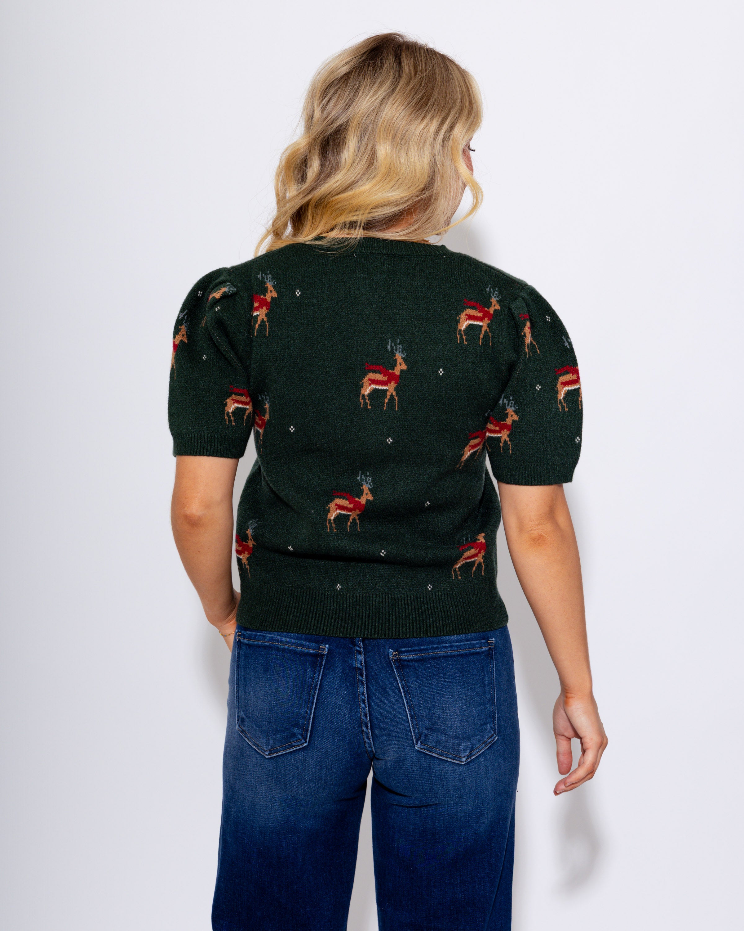 Puff Sleeve Reindeer Top