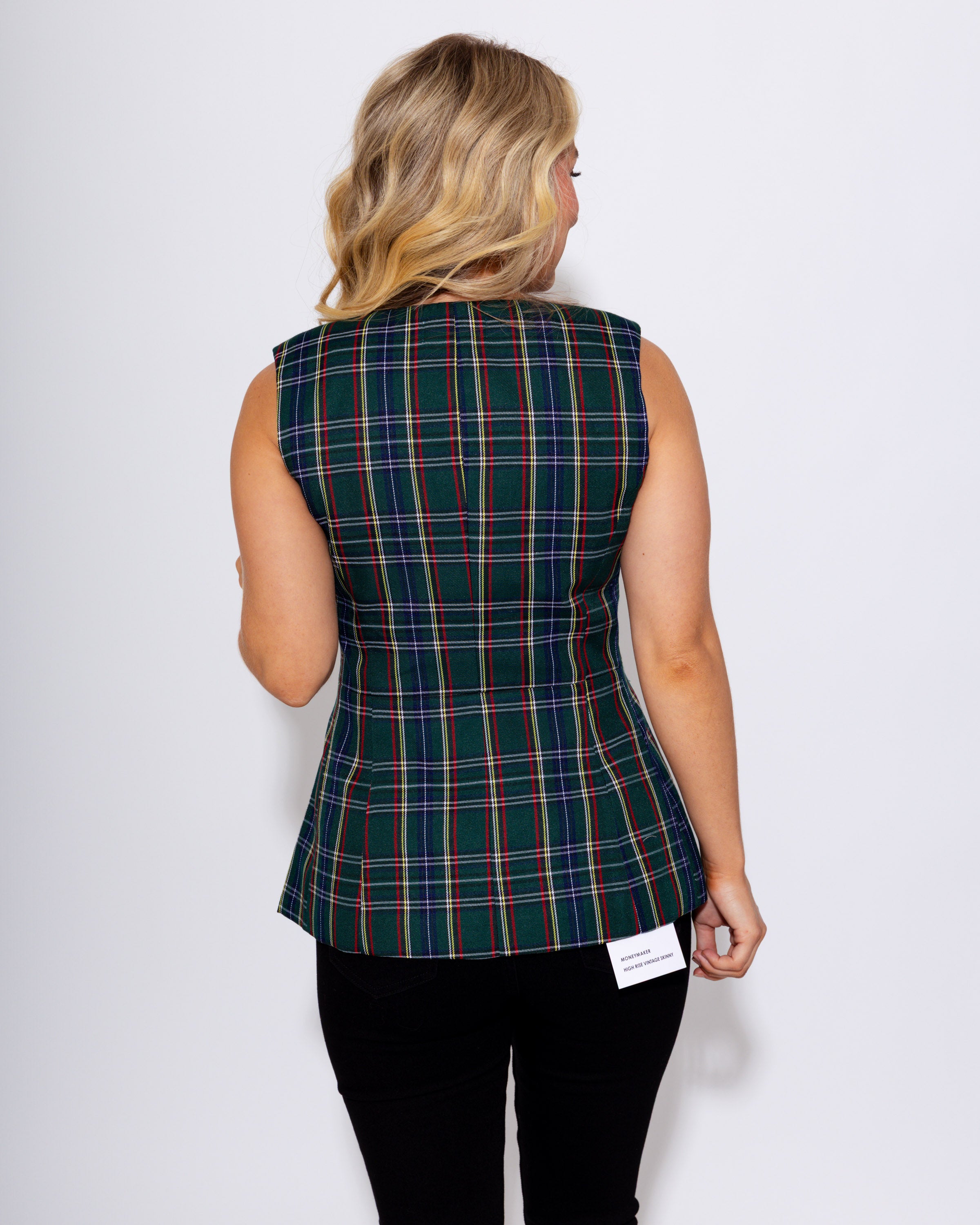Tailored Tartan Vest in Green