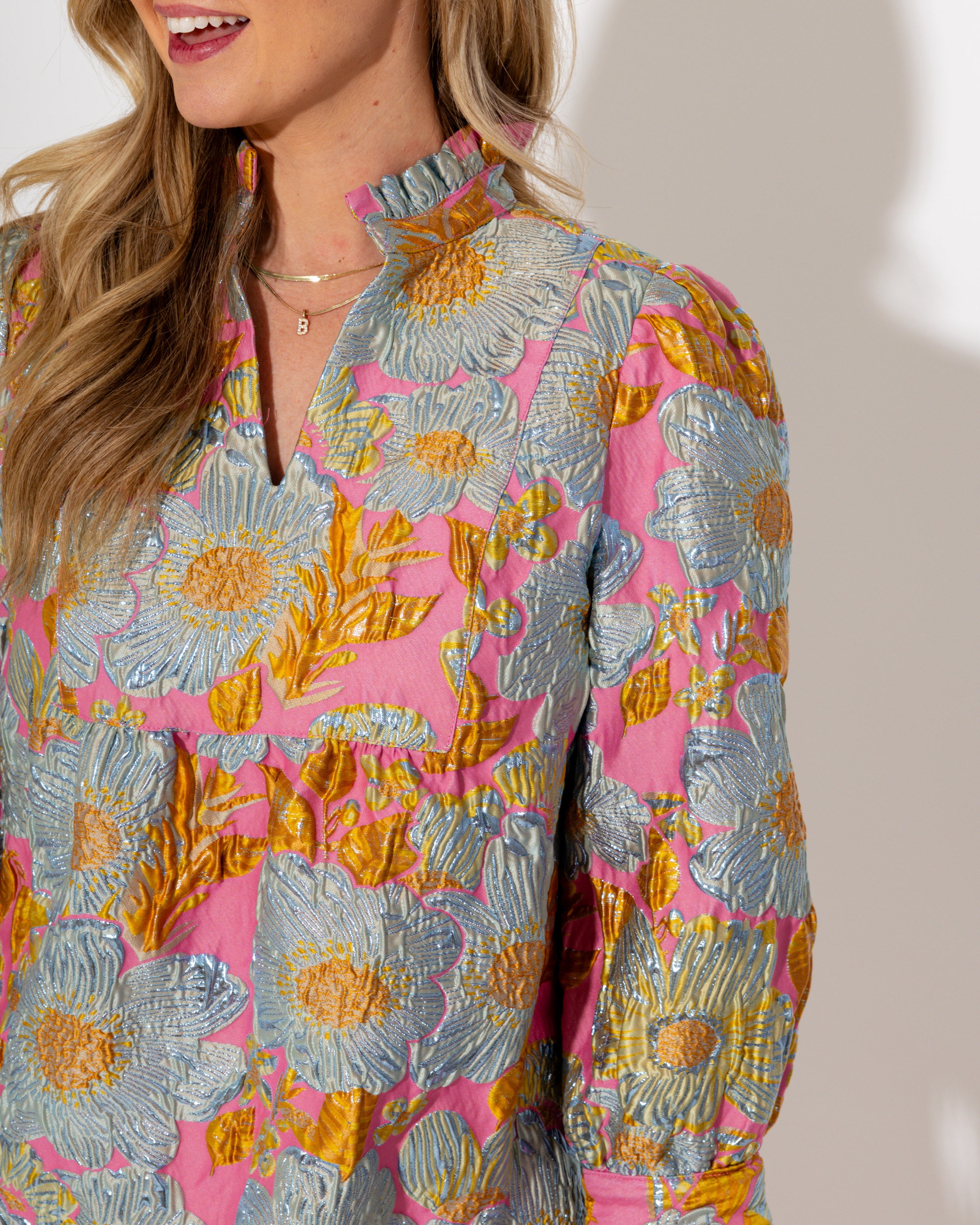 Ivy Jane | Brocade Ruffled Trim Dress