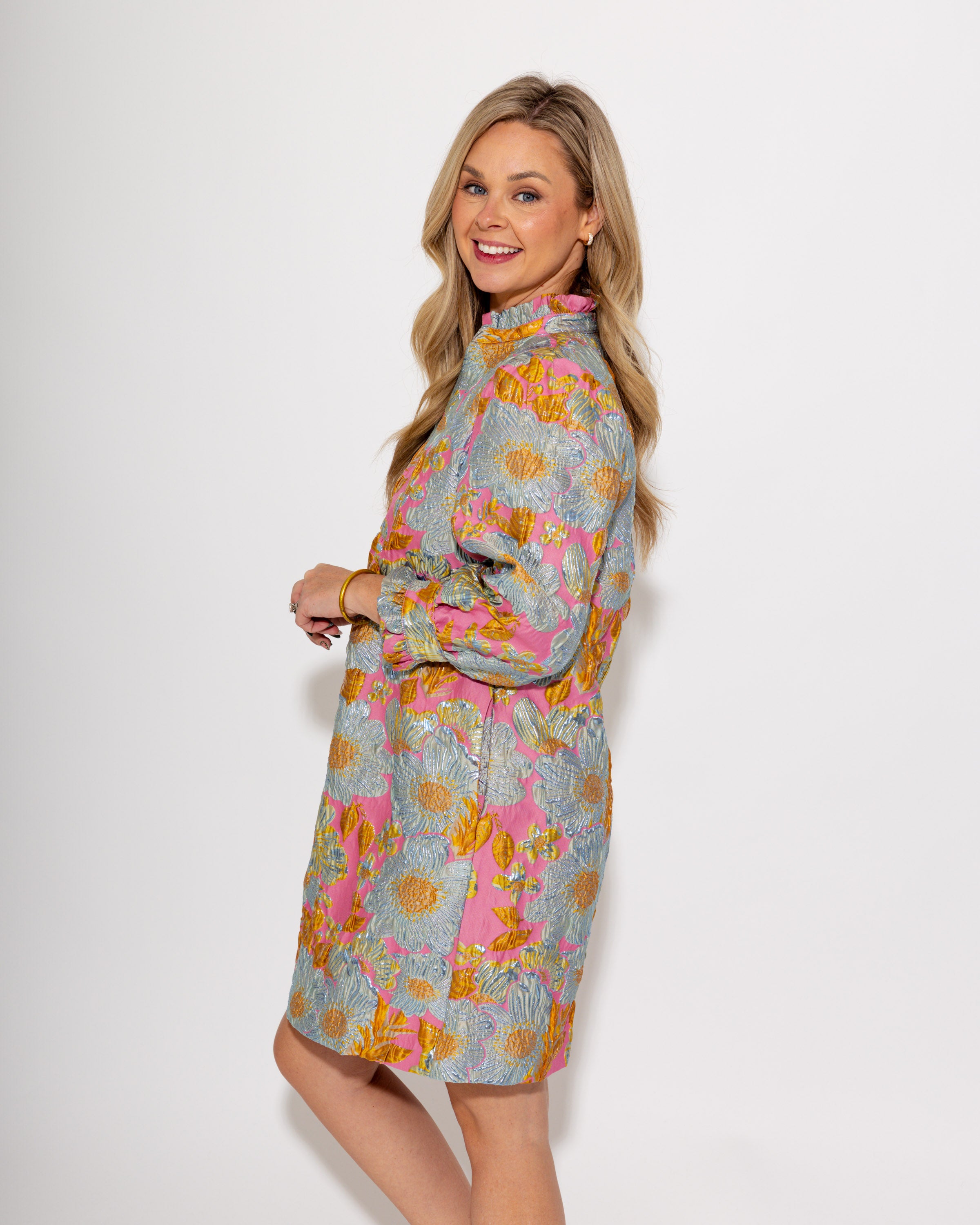 Ivy Jane | Brocade Ruffled Trim Dress