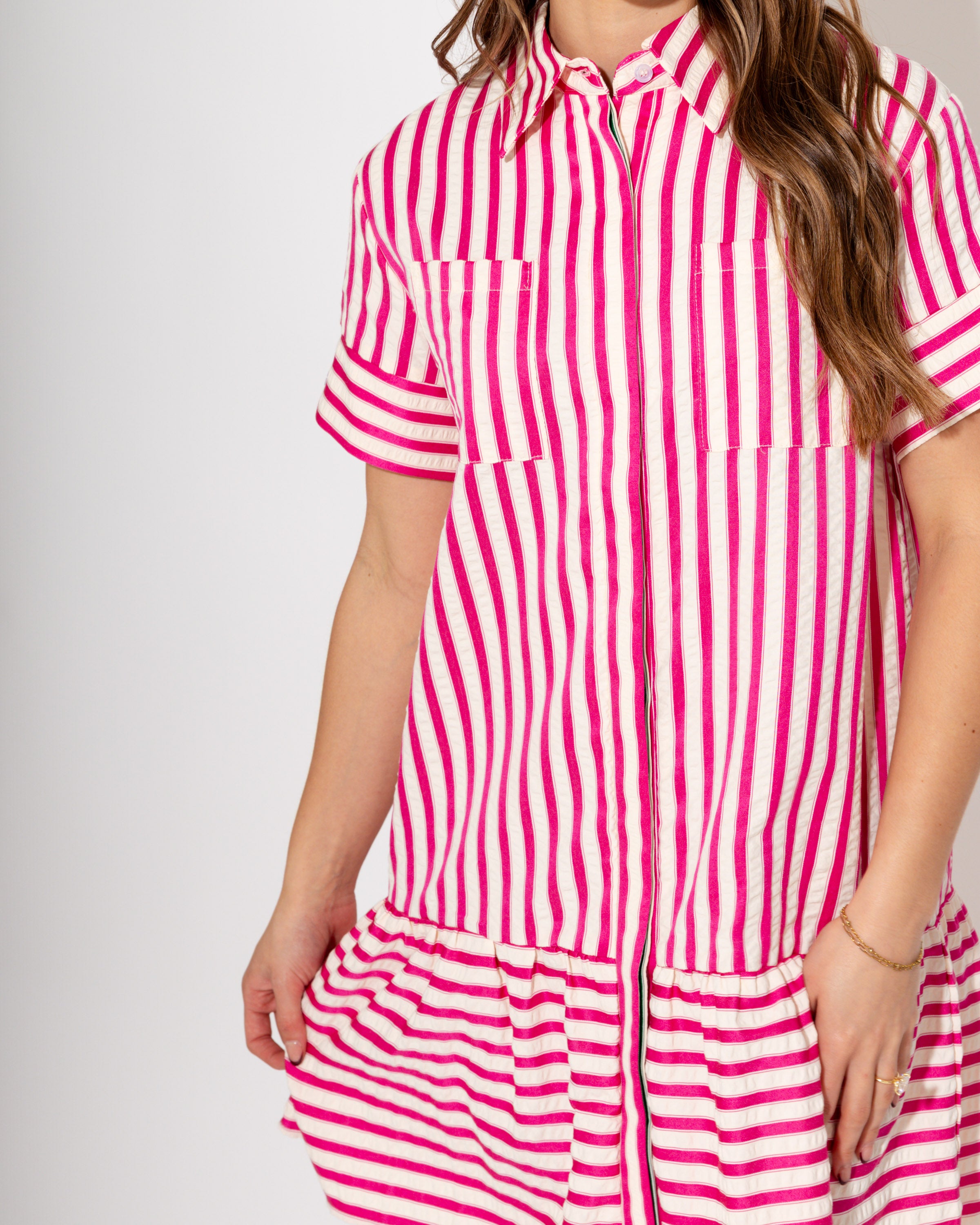 Pink Striped Swing Dress