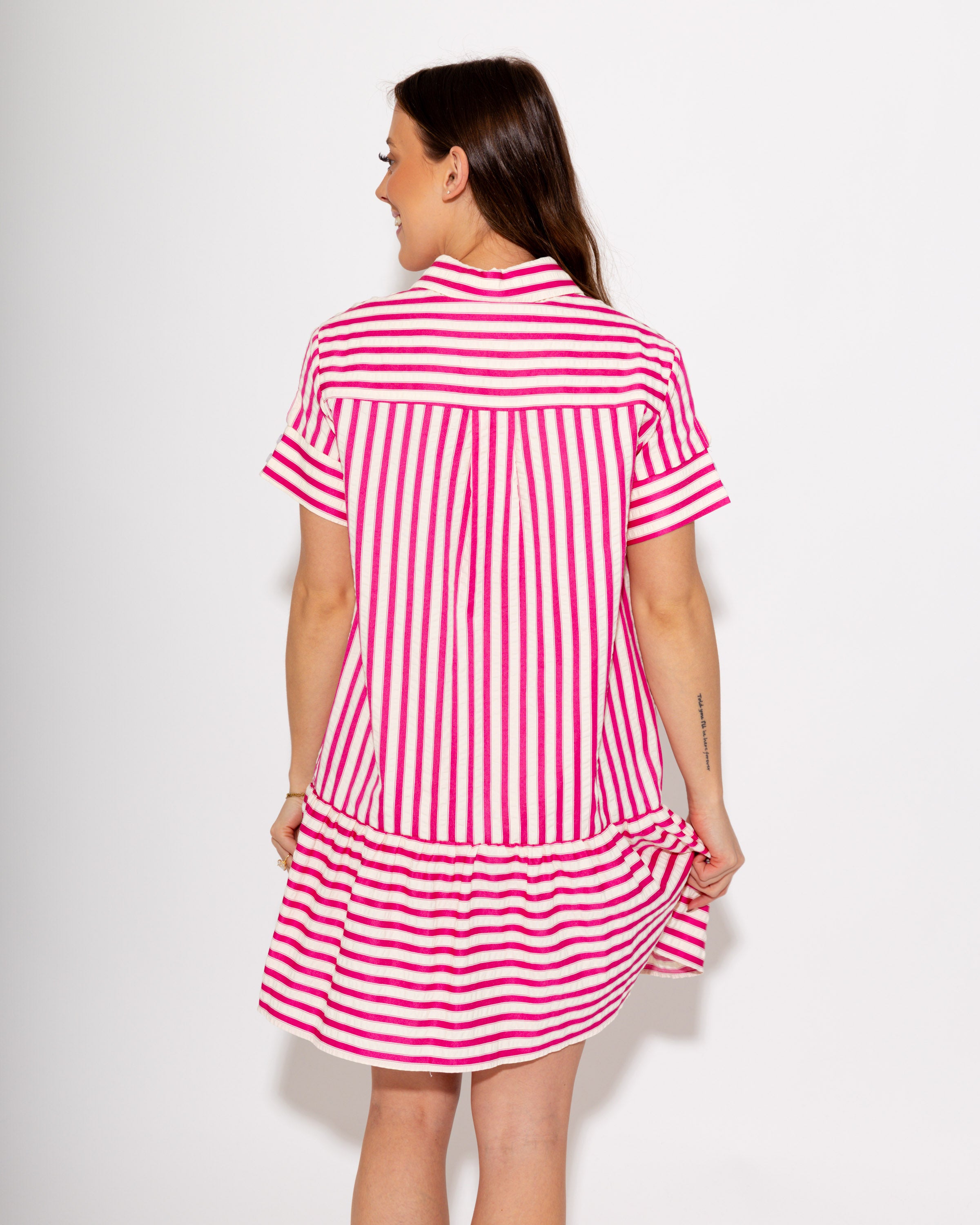 Pink Striped Swing Dress