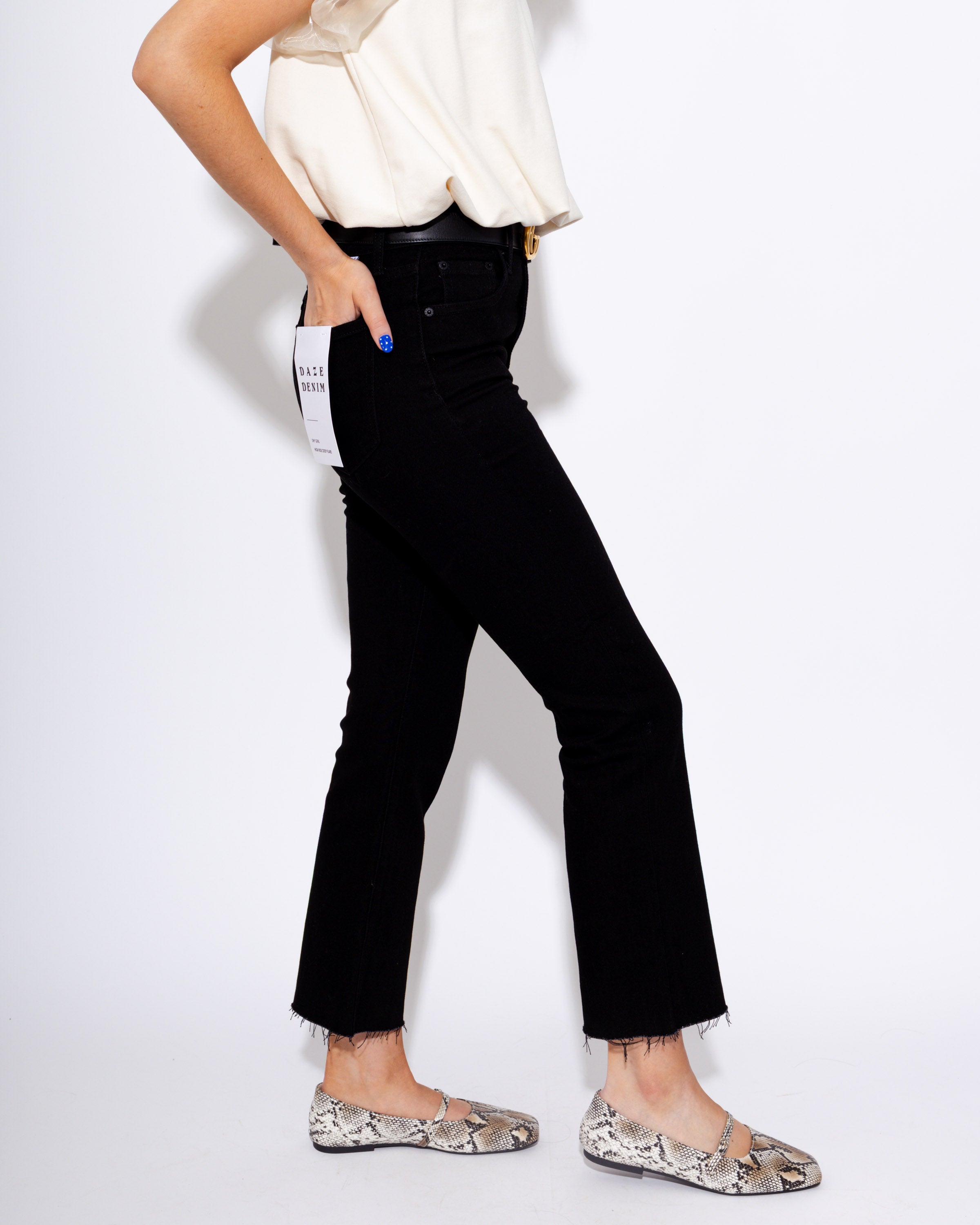 Shy Girl High Rise Frayed Jeans In After Party