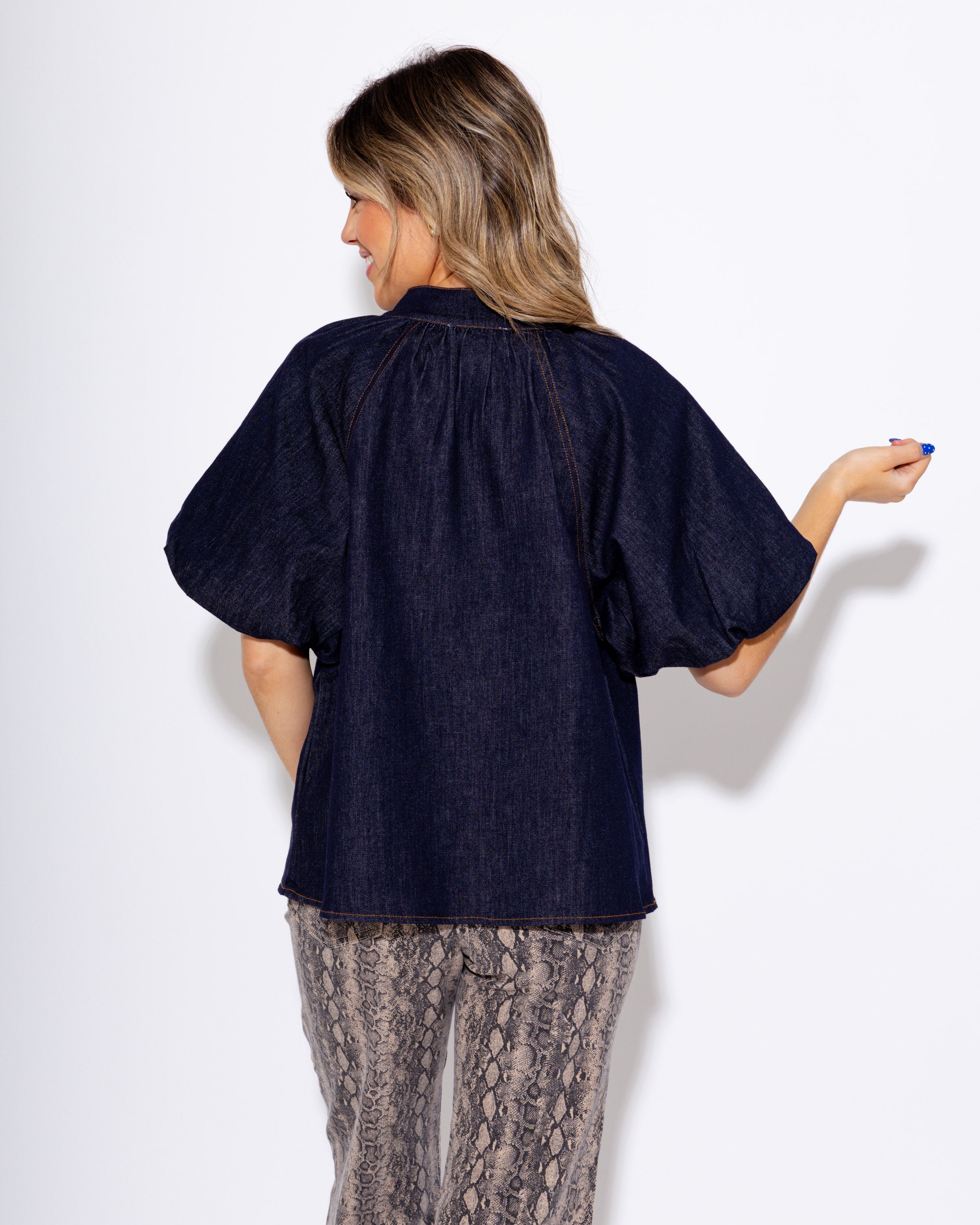 Diagonal Button Accent Top