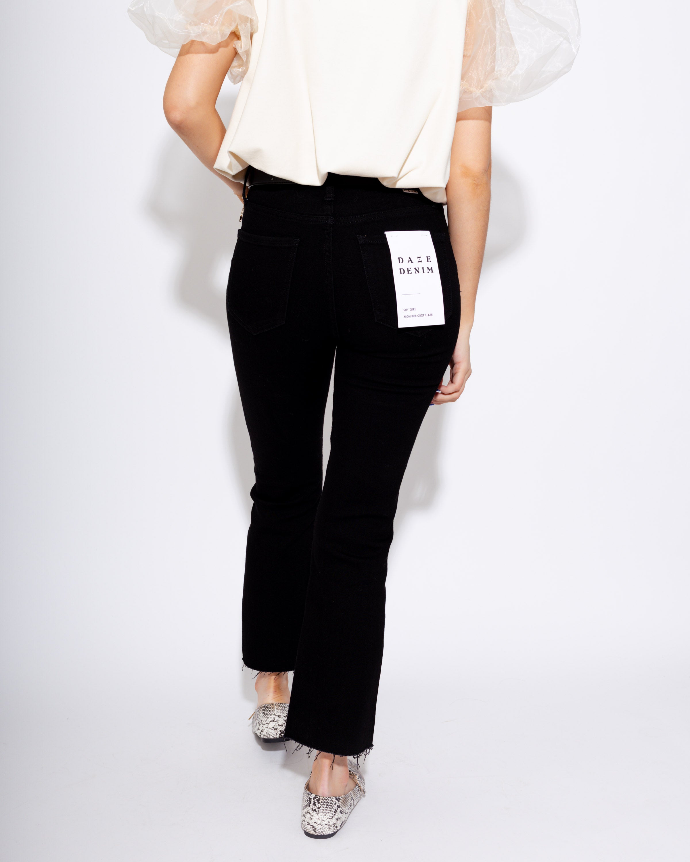 Shy Girl High Rise Frayed Jeans In After Party