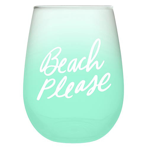 Beach Please Wine Glass