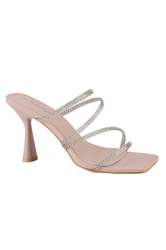 Nude Strap Heel with Crystals