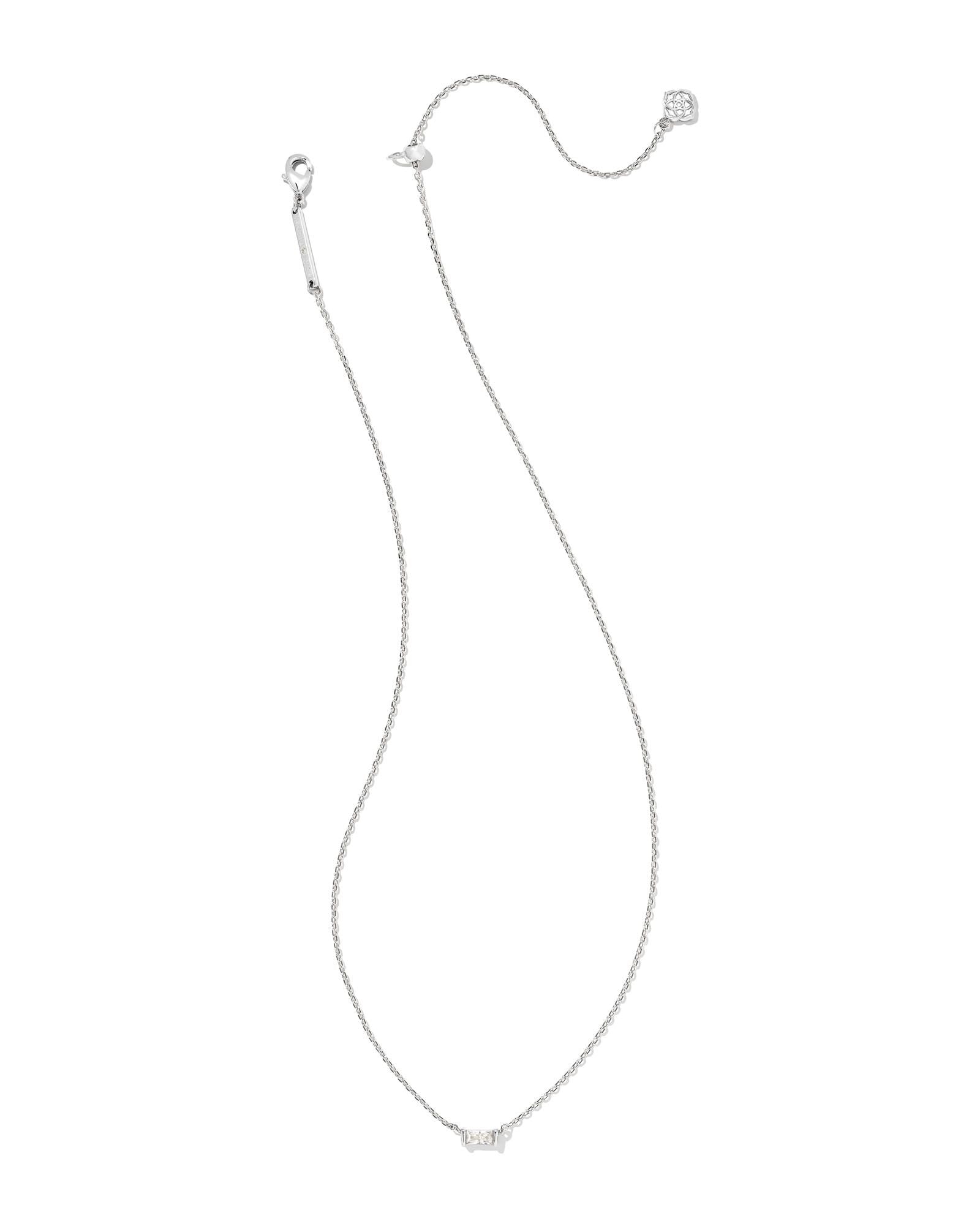 Juliette Pendant Necklace in Rhodium White Crystal