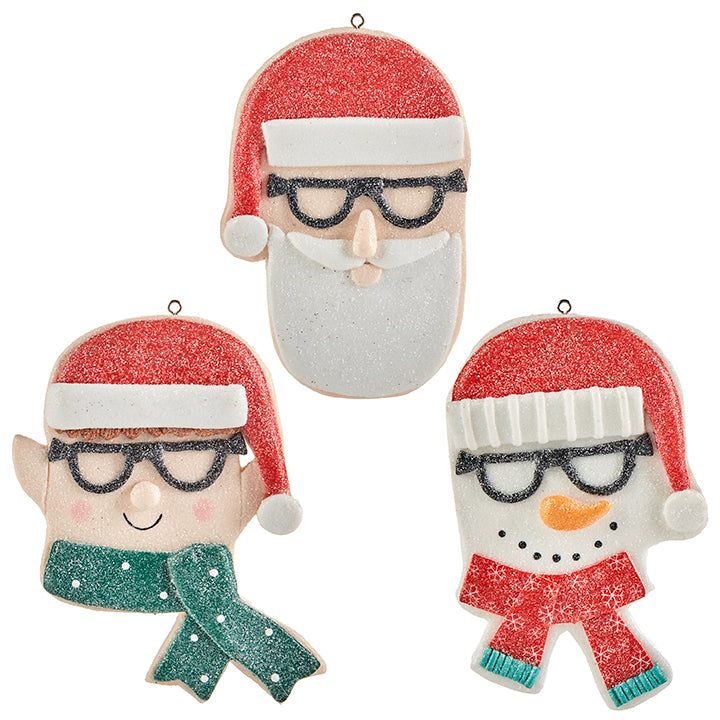 5.25" Santa Elf and Snowman Ornament