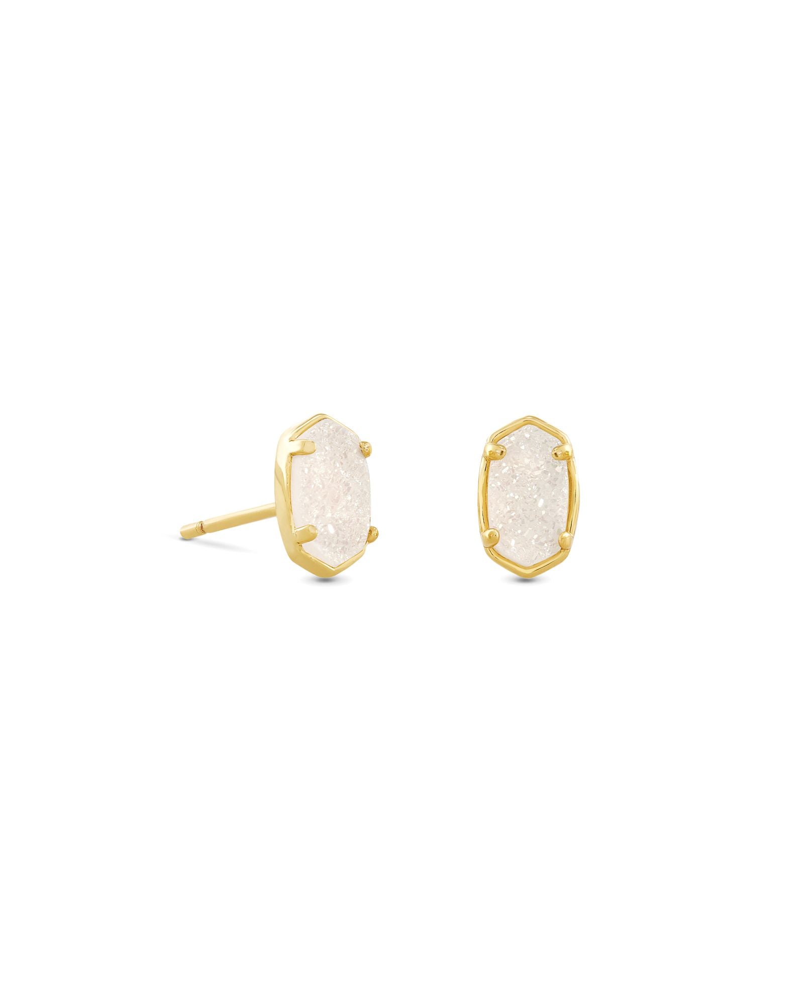 Emilie Stud Earring in Gold Iridescent Drusy