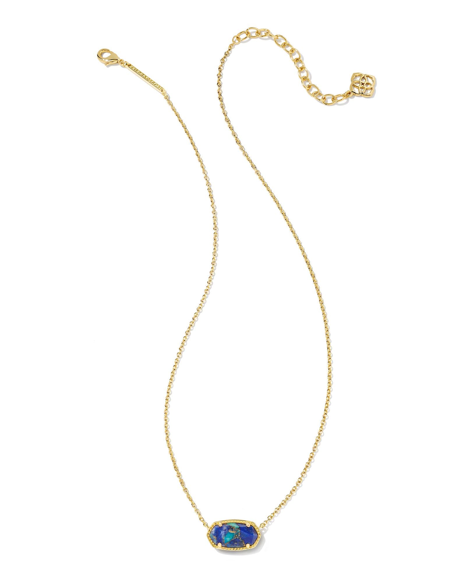 Elisa Necklace in Gold Bronze Veined Lapis Turquoise