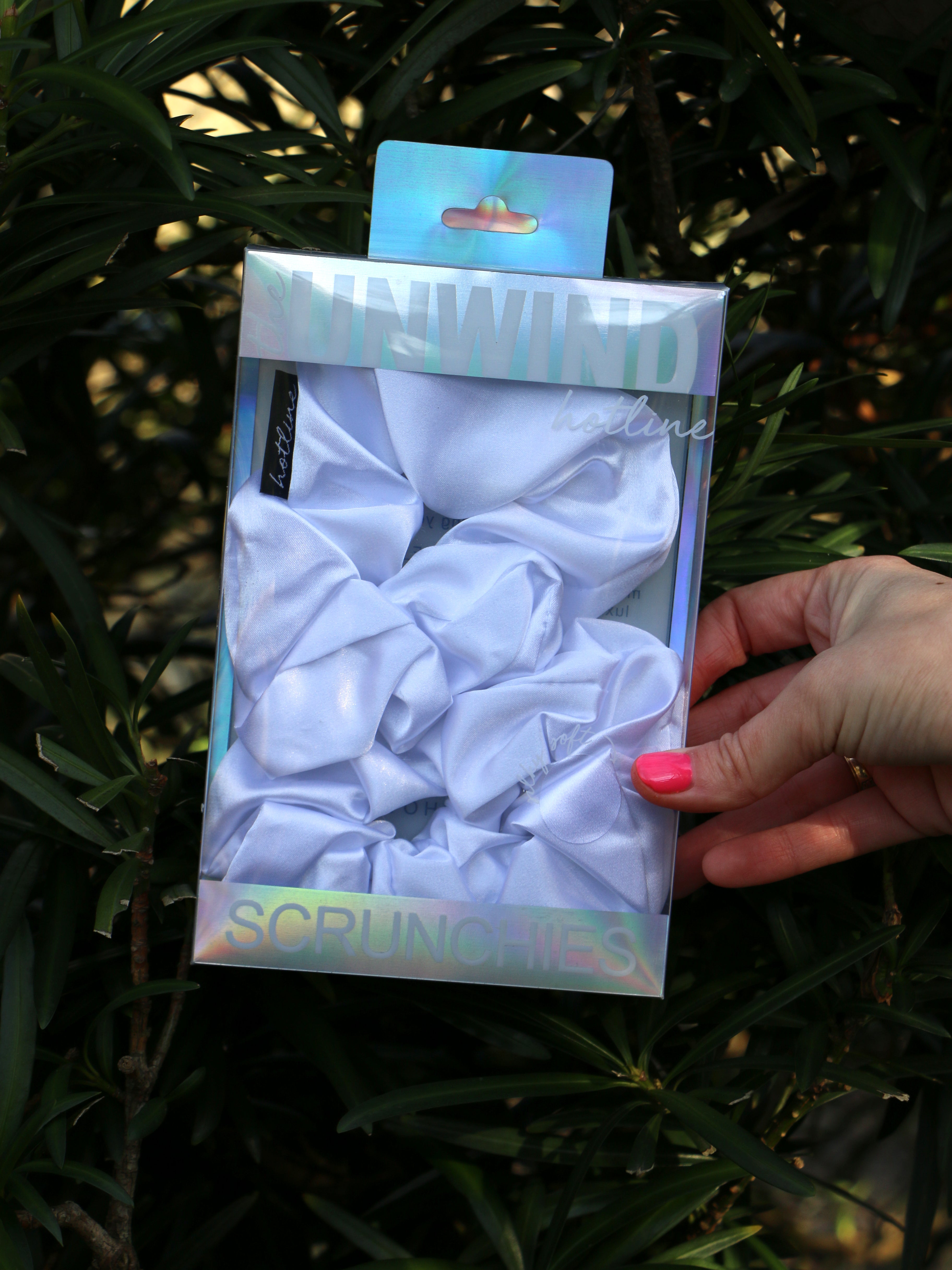 Caring for Me Satin Scrunchie in White