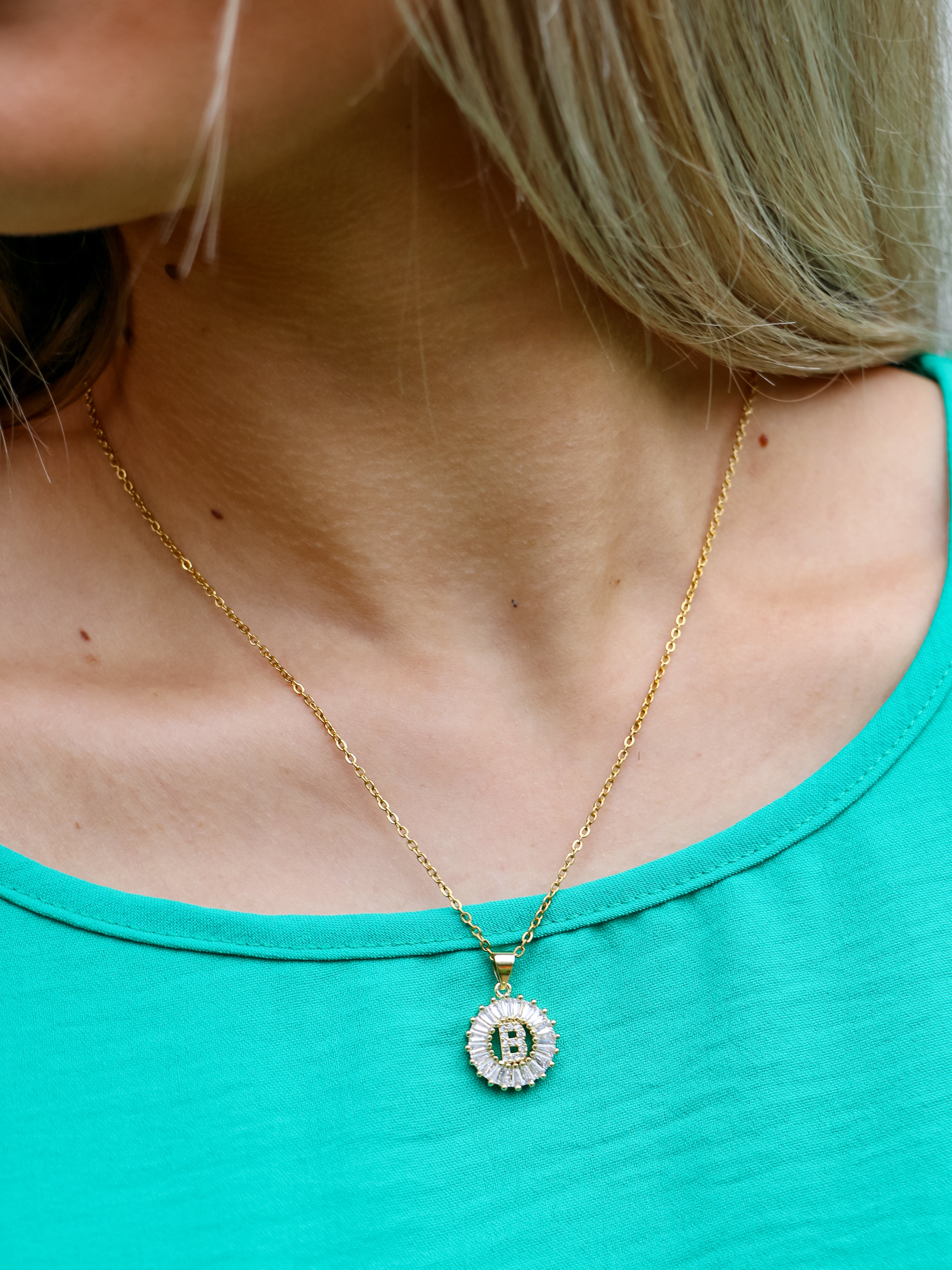 Initial Sun Pendant Necklace