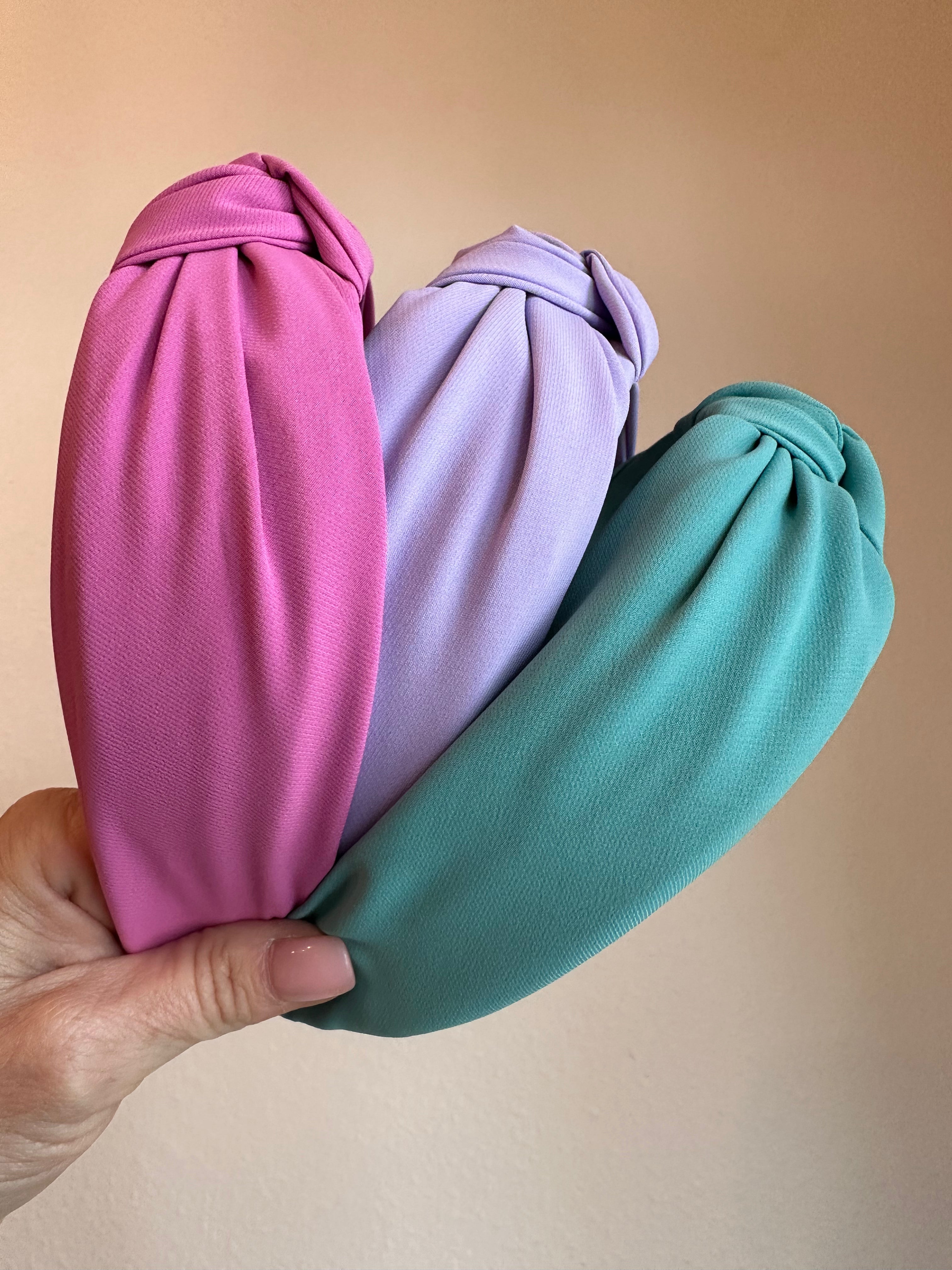 Solid Satin Headband in Aqua