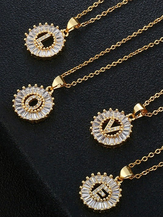 Initial Sun Pendant Necklace