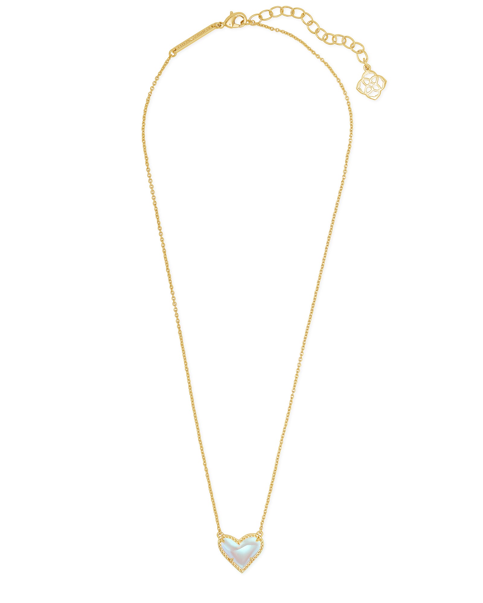 Ari Heart Gold Short Pendant in Dichroic Glass