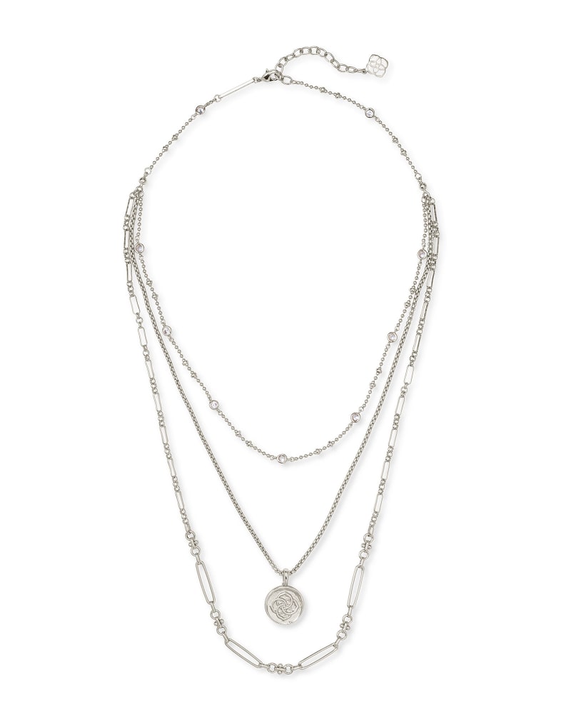 Medallion Triple Stand Necklace in Silver