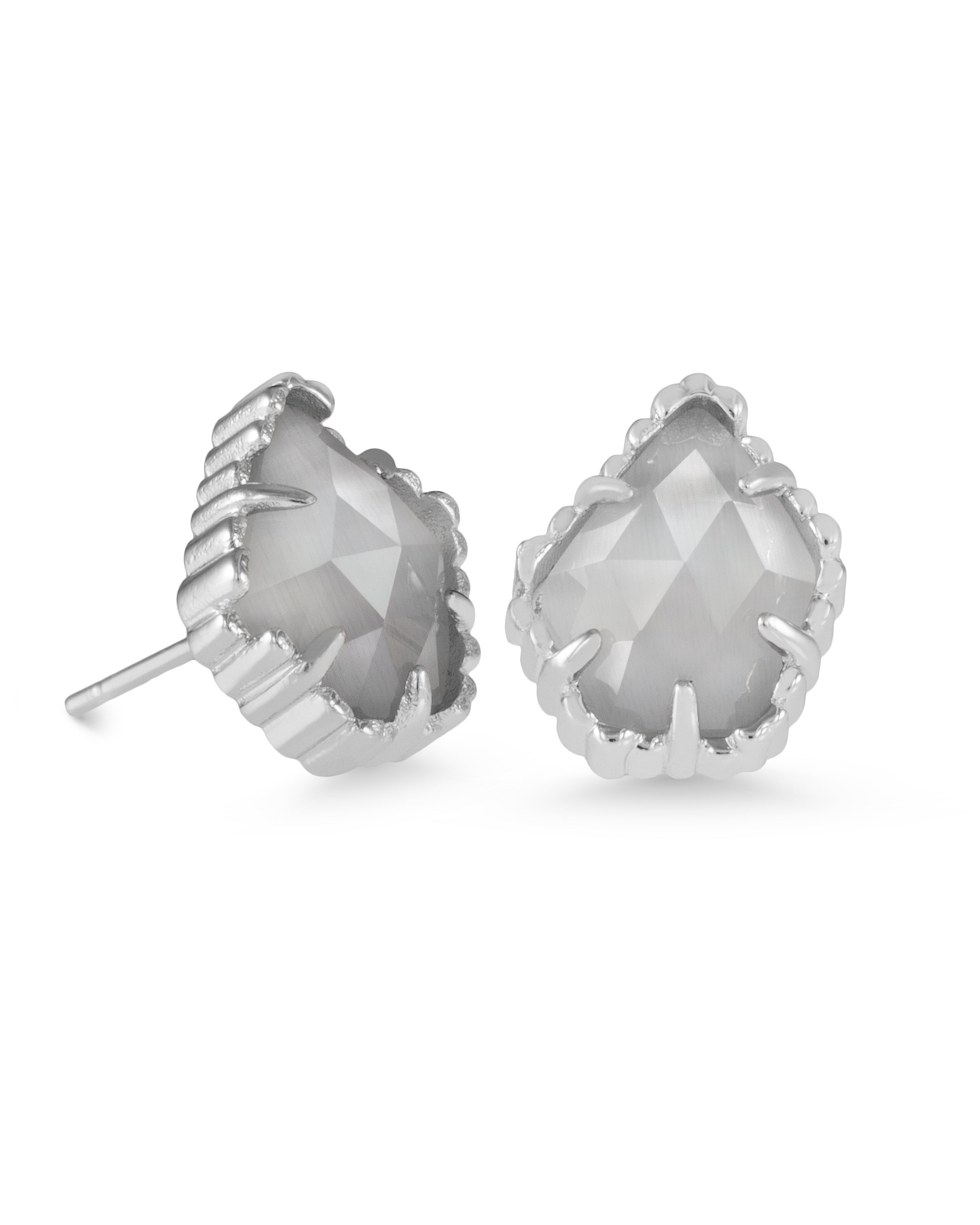 Tessa Stud in Rhodium