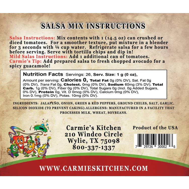 Carmie's Wild West Salsa Dip Mix