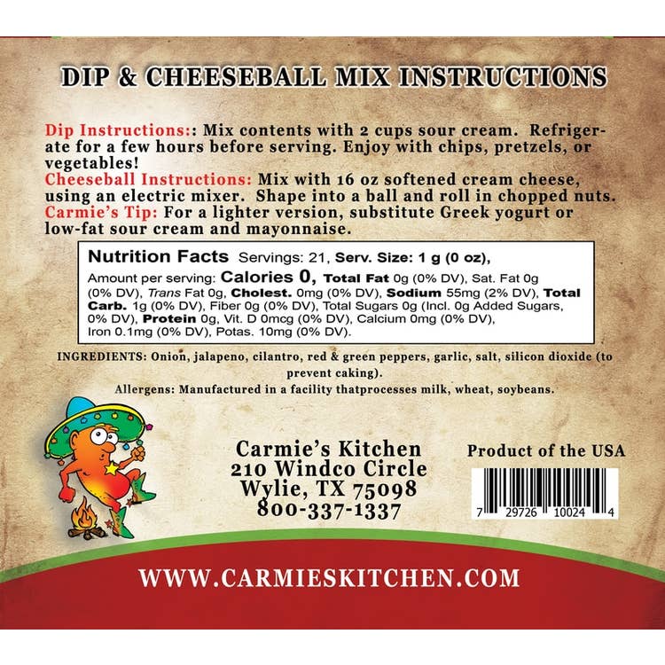 Carmie's Spicy Chipotle Dip Mix
