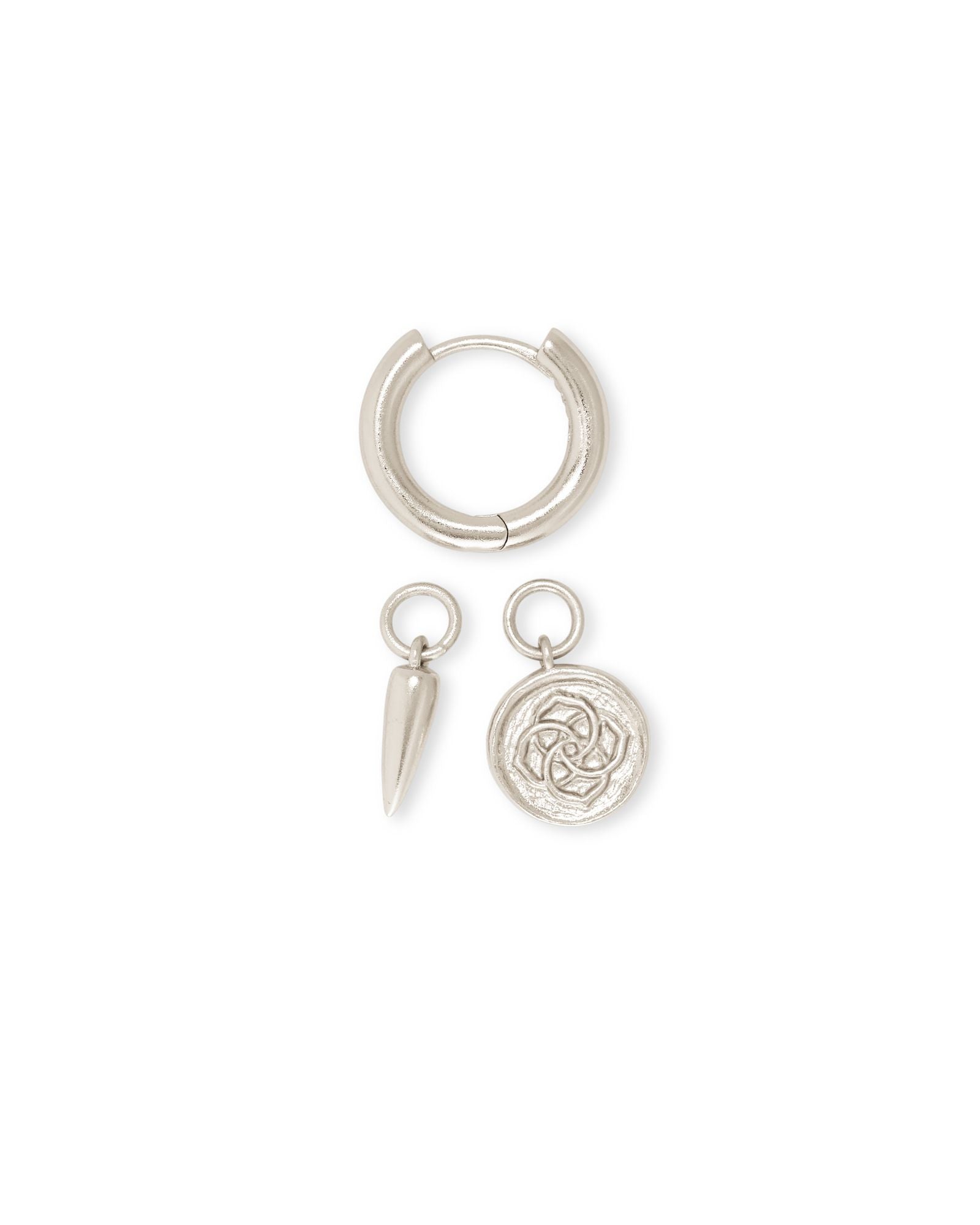 Dira Coin Huggie Earring in Silver Metal